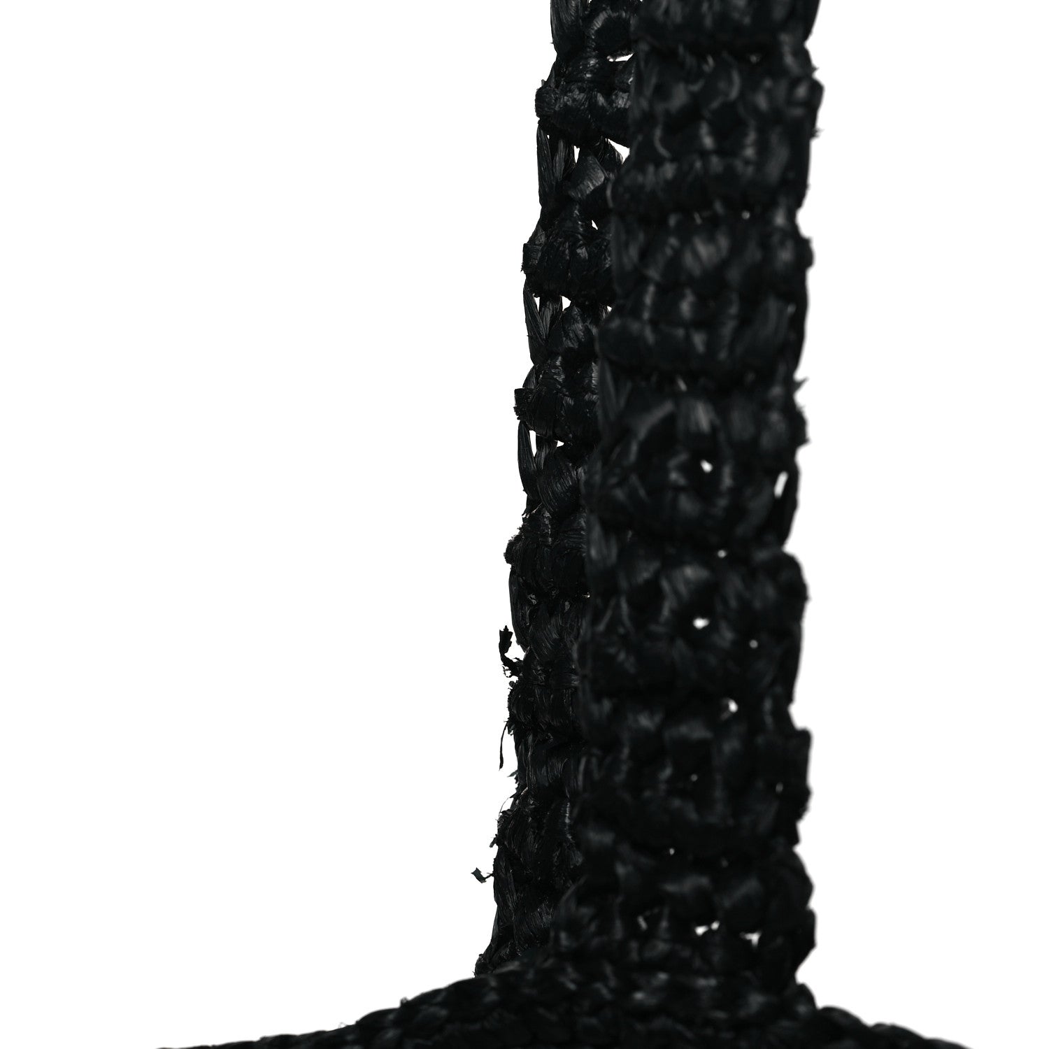 Prada Yarn Raffia Effect Crochet Logo Embroidered Tote Bag Black 9 of 10