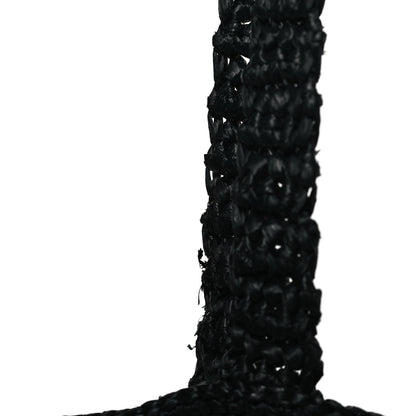 Prada Yarn Raffia Effect Crochet Logo Embroidered Tote Bag Black 9 of 10