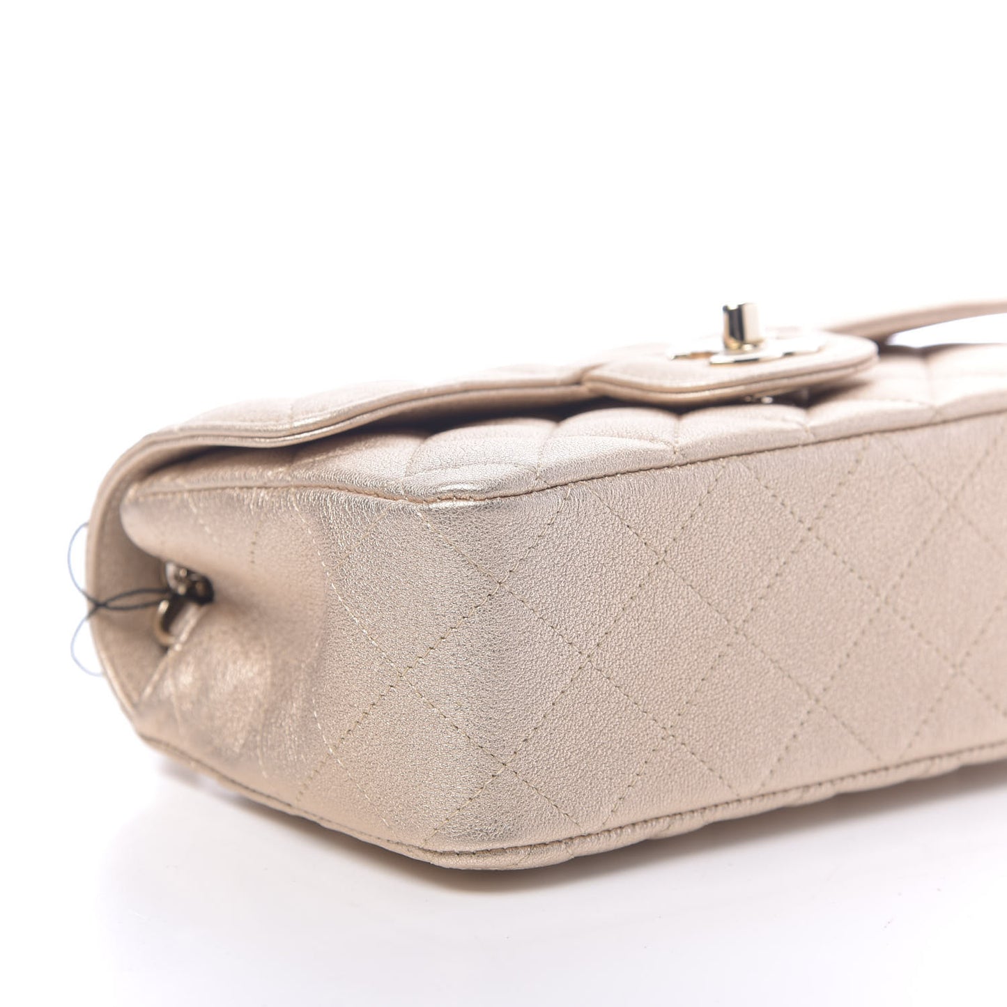 Metallic Lambskin Quilted Mini Rectangular Flap Gold