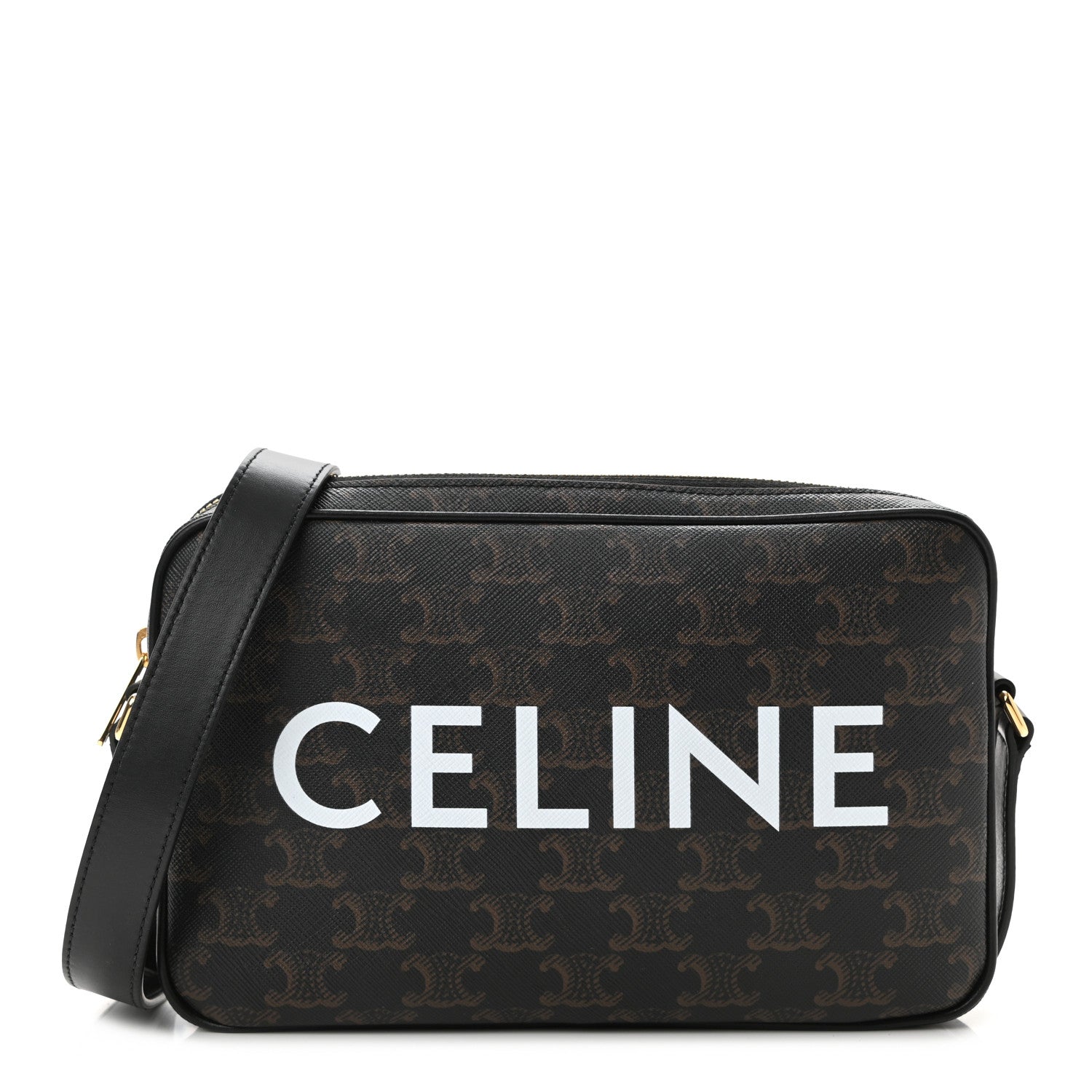Celine Triomphe Canvas Medium Messenger Bag Black 1 of 10