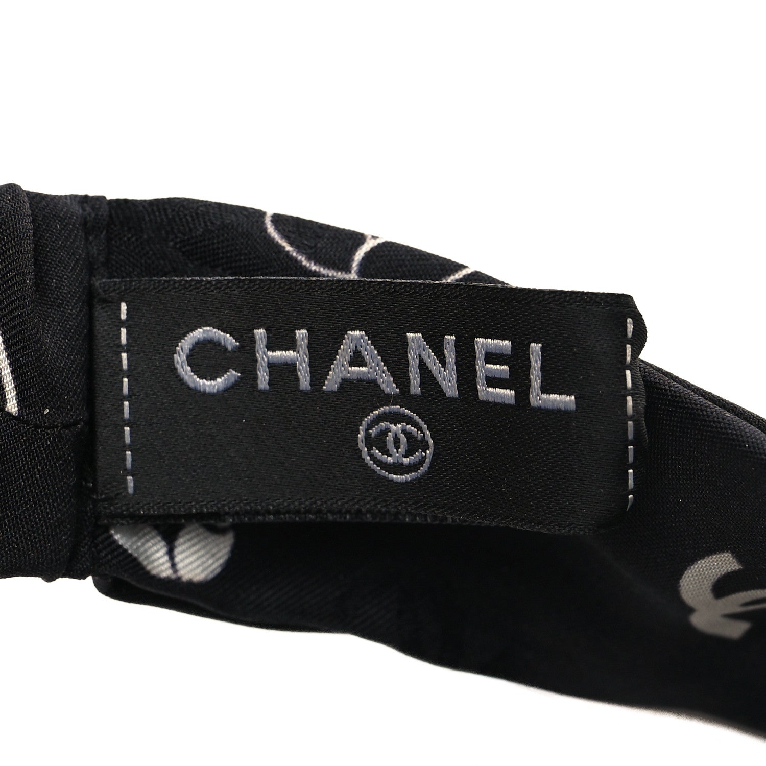 Chanel Silk Twill CC Hair Headband Black White 4 of 4