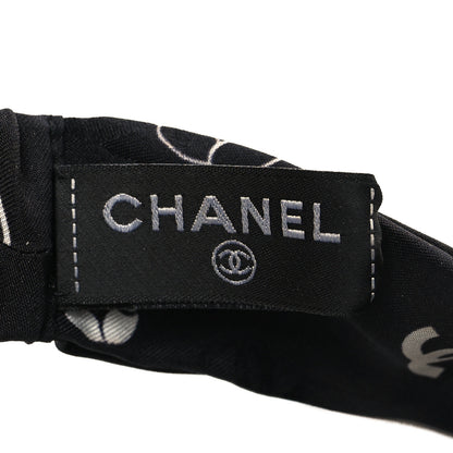 Chanel Silk Twill CC Hair Headband Black White 4 of 4