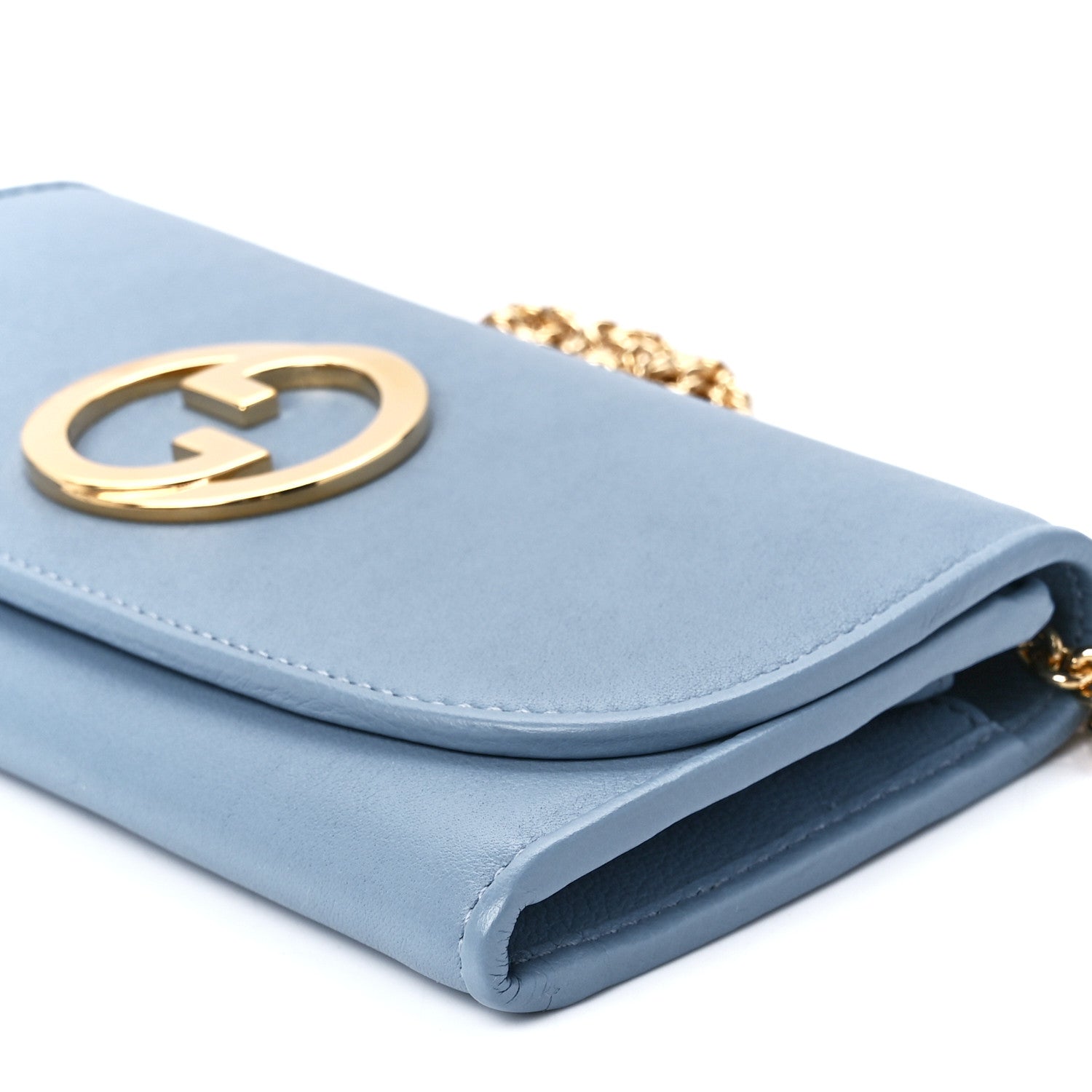 Gucci Roxy Calfskin Blondie Continental Chain Wallet Cloudy Blue 11 of 11