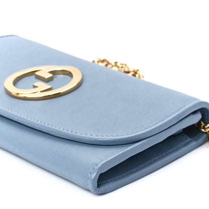 Gucci Roxy Calfskin Blondie Continental Chain Wallet Cloudy Blue 11 of 11