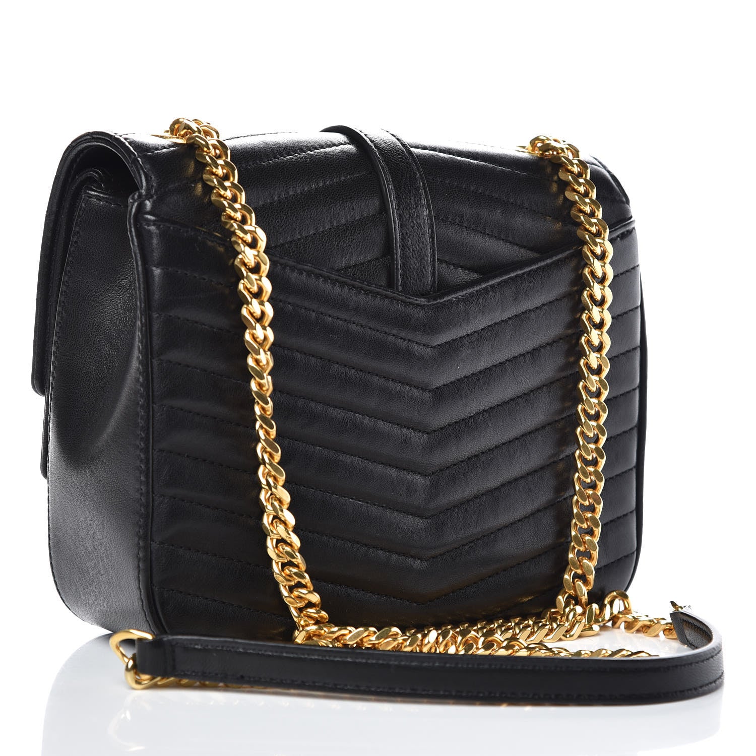 Saint Laurent Lambskin Matelasse Chevron Monogram Small Sulpice Bag Black 3 of 9