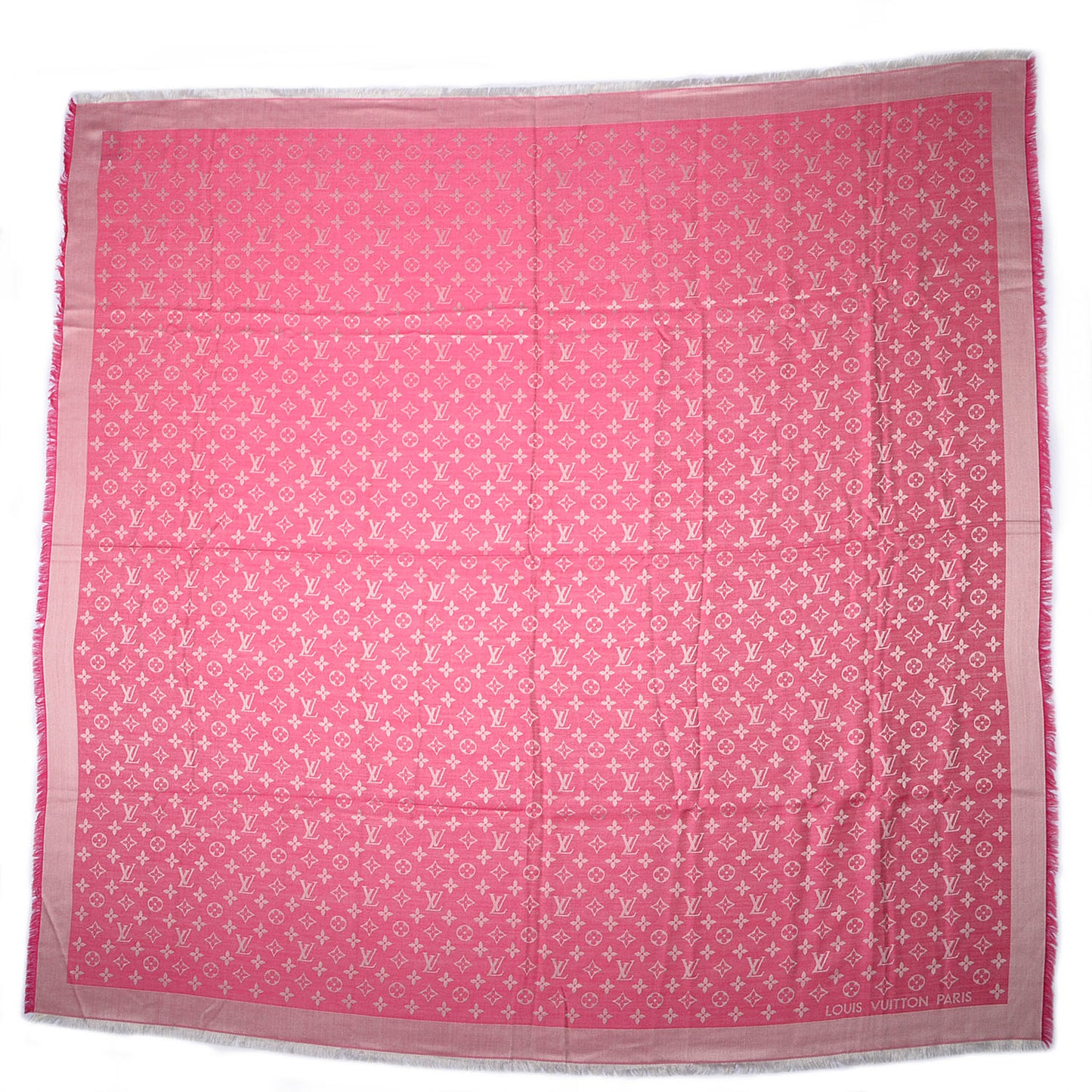 Wool Silk Monogram Denim Shawl Pivoine