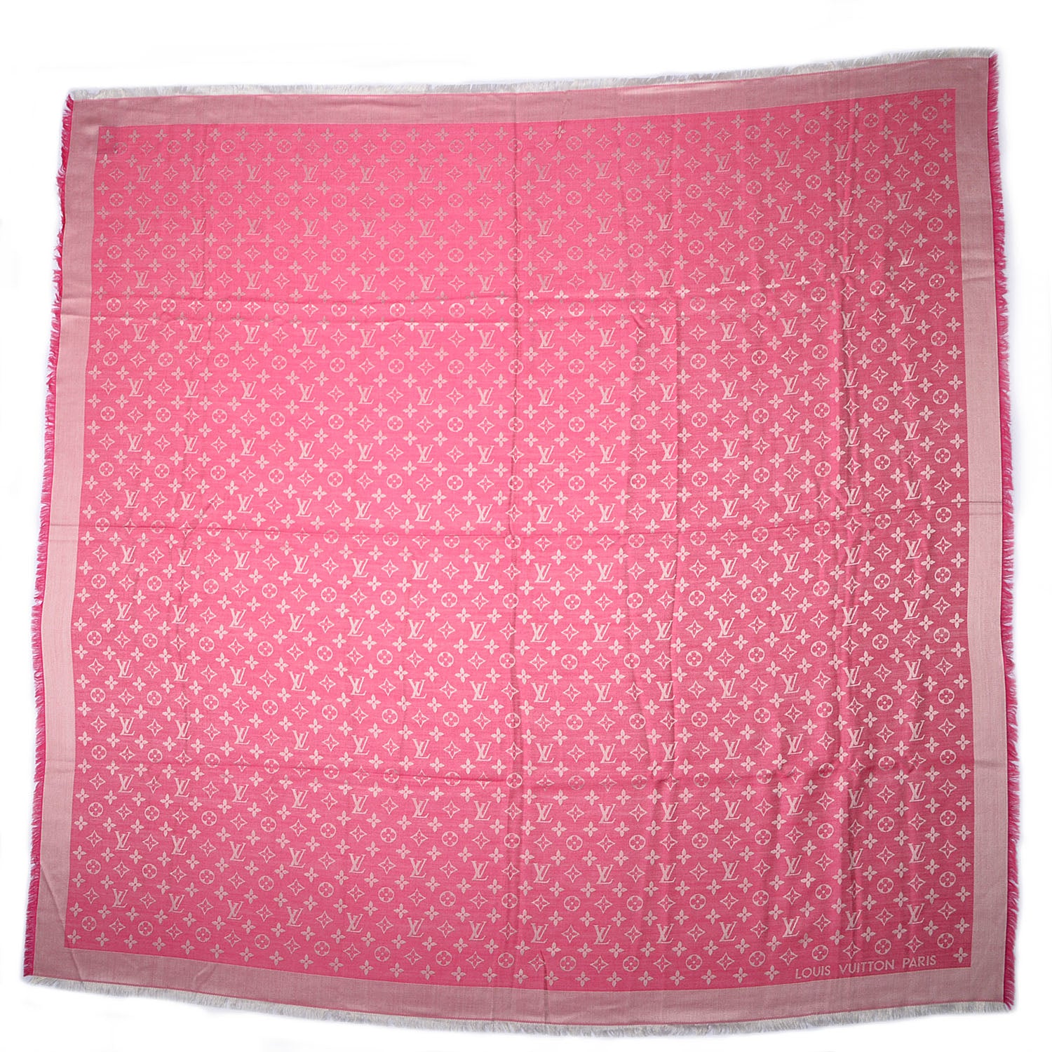 Louis Vuitton Wool Silk Monogram Denim Shawl Pivoine 3 of 5