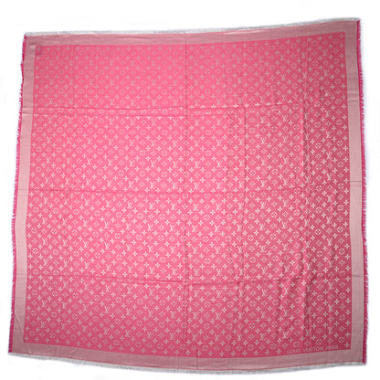 Louis Vuitton Wool Silk Monogram Denim Shawl Pivoine 3 of 5