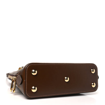 Gucci GG Supreme Monogram Azalea Calfskin Small Horsebit 1955 Top Handle Bag Beige Ebony Brown Sugar 4 of 11
