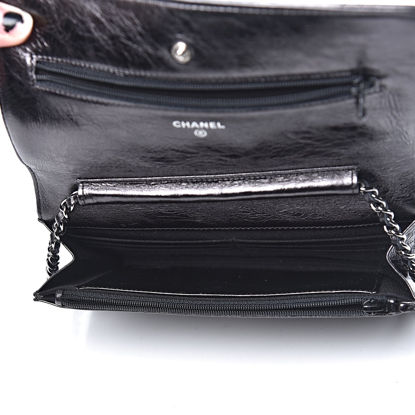 Metallic Calfskin Reissue Wallet On Chain WOC Black