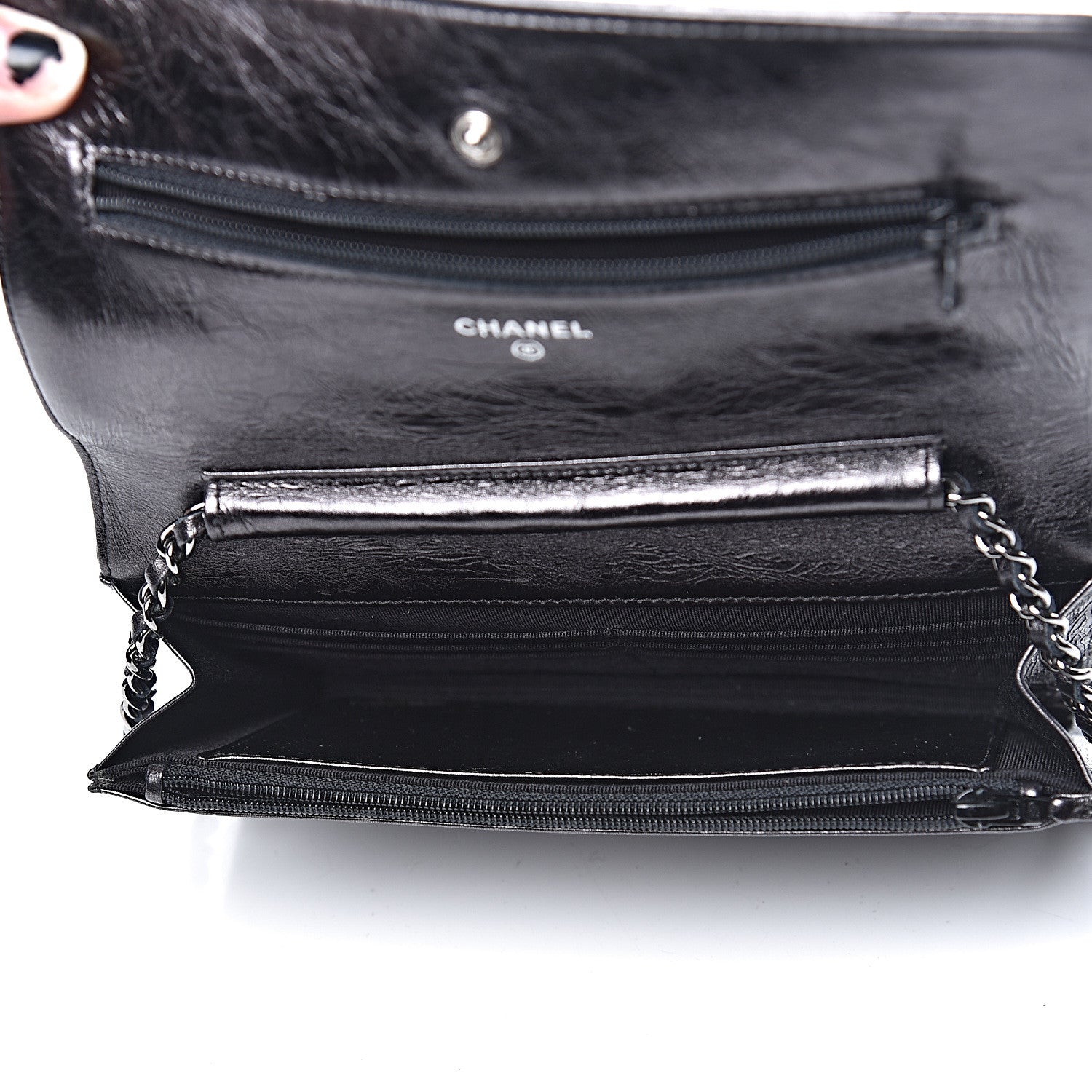 Chanel Metallic Calfskin Reissue Wallet On Chain WOC Black 5 of 12
