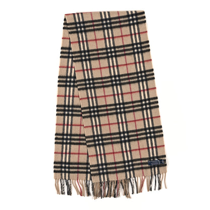 Burberry Cashmere House Check Fringe Scarf Camel 2 of 3