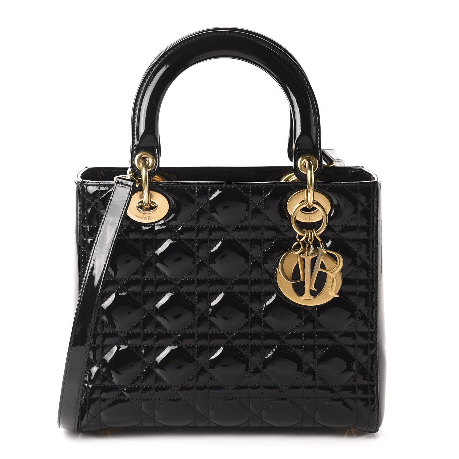 Christian Dior Patent Cannage Medium Lady Dior Black 1 of 11