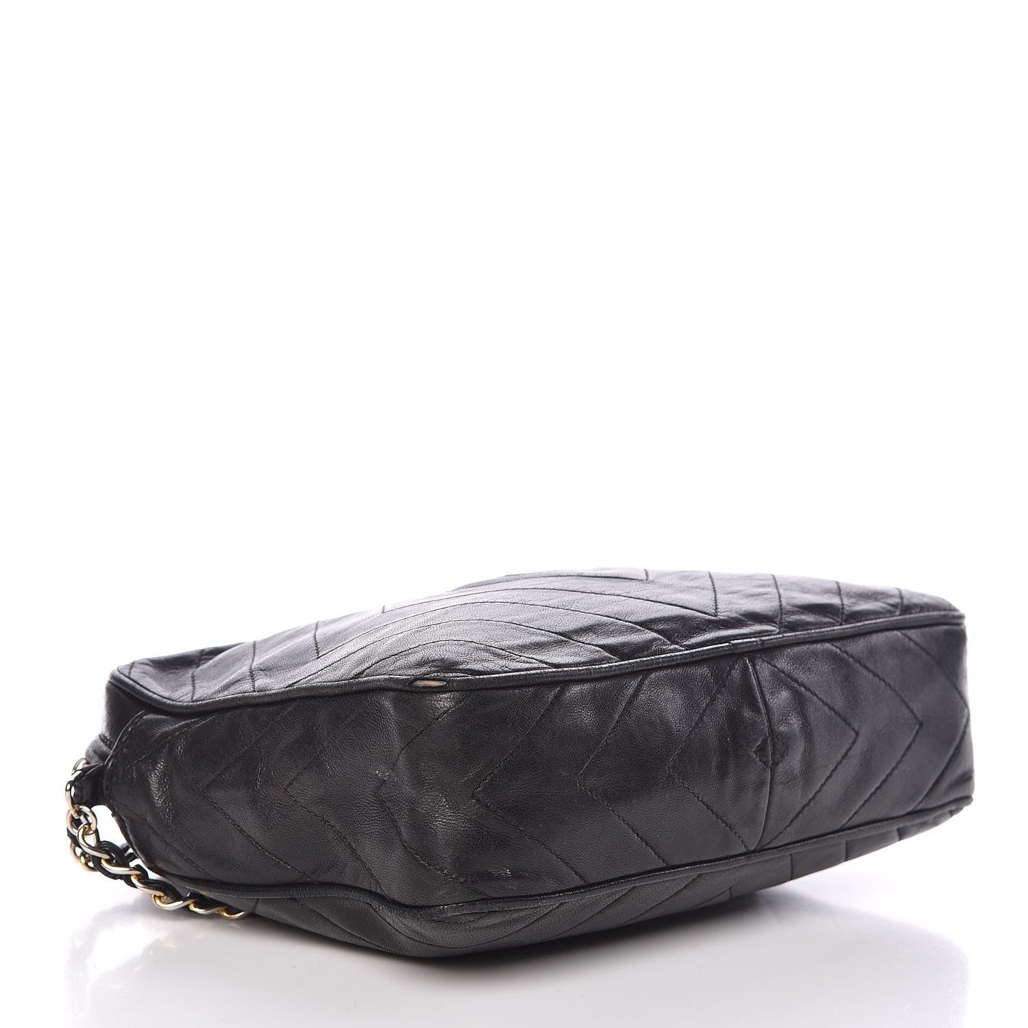 Chanel Lambskin Chevron Quilted Tassel Camera Case Black 4 of 16