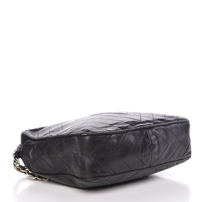 Chanel Lambskin Chevron Quilted Tassel Camera Case Black 4 of 16