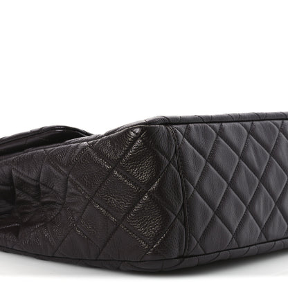 Chanel Grained Calfskin Quilted XXL Travel Flap Bag Dark Brown 9 of 12