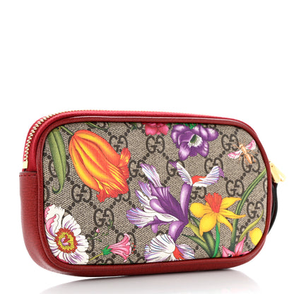 Gucci GG Supreme Monogram Flora Web Ophidia Wristlet Bag Red 3 of 8