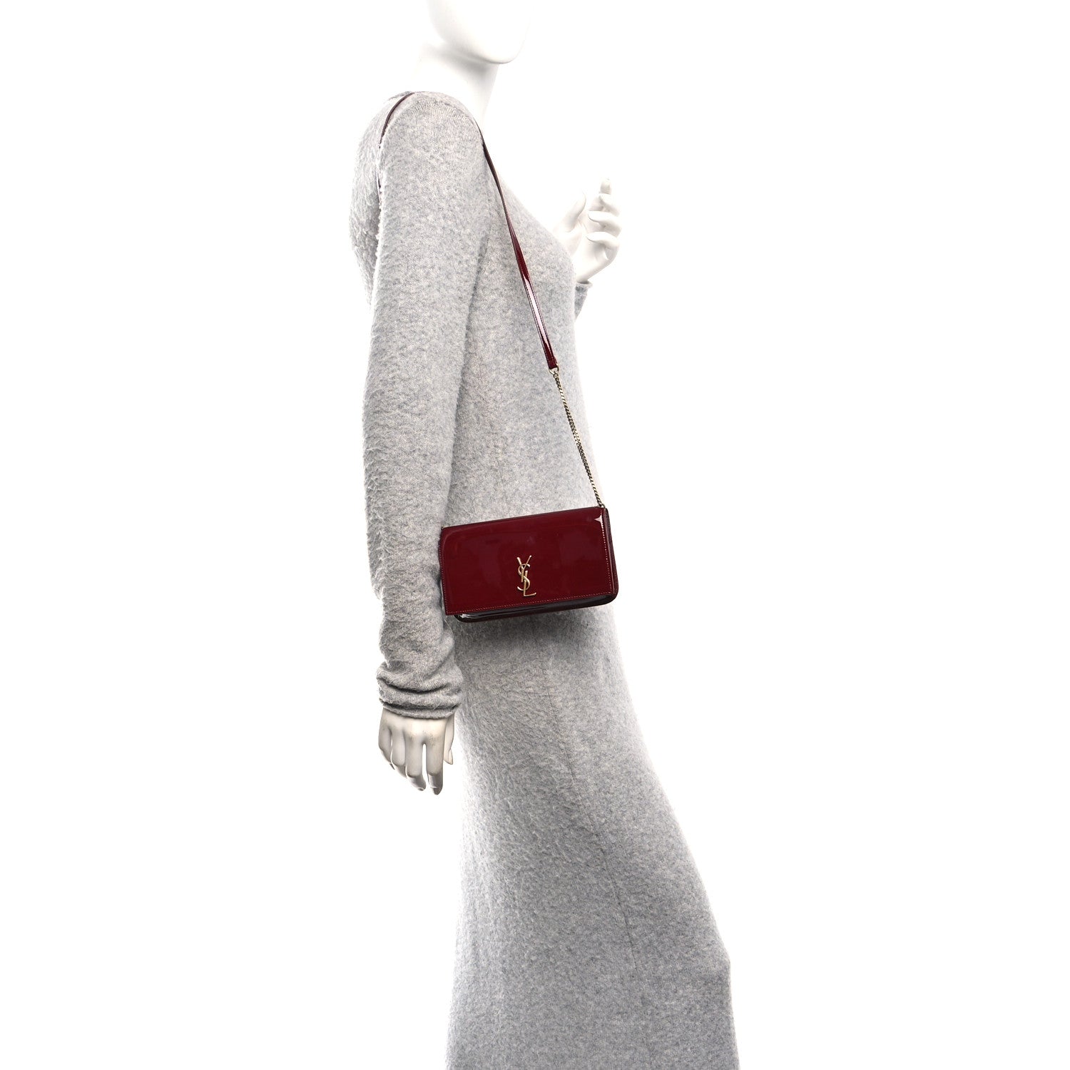 Saint Laurent Patent Monogram Phone Holder Crossbody Chataigne 2 of 9