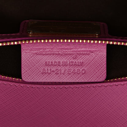 Salvatore Ferragamo Printed Calfskin Vara Bow Chain Flap Crossbody Fuchsia 7 of 10