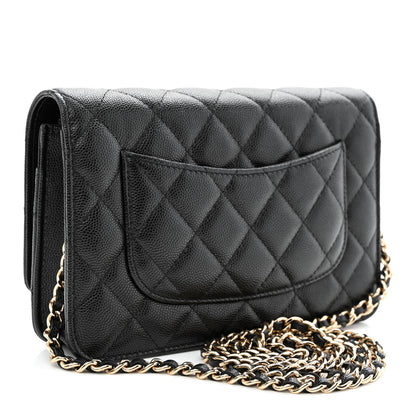 Chanel Caviar Quilted French New Wave Chain CC Wallet On Chain WOC Black 3 of 13