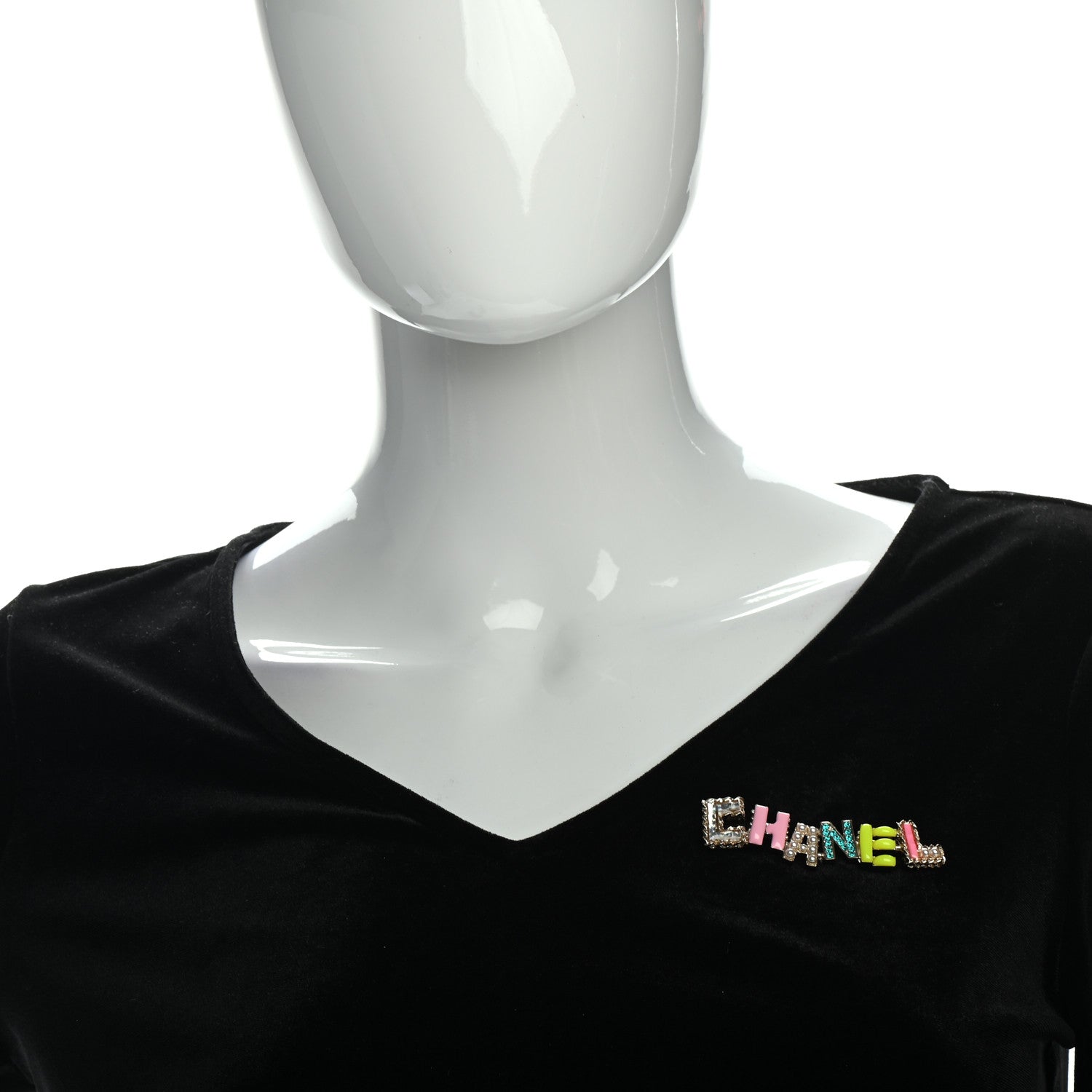 Chanel Pearl Enamel Logo Brooch Multicolor 2 of 4
