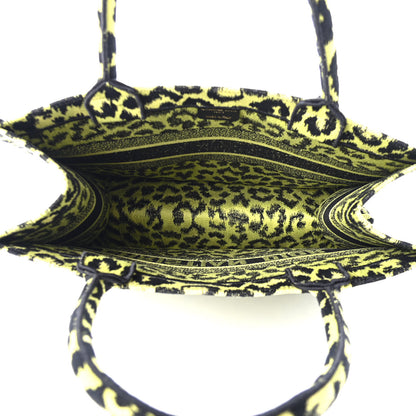 Christian Dior Canvas Mizza Embroidered Medium Leopard Book Tote Lime Pop 4 of 4