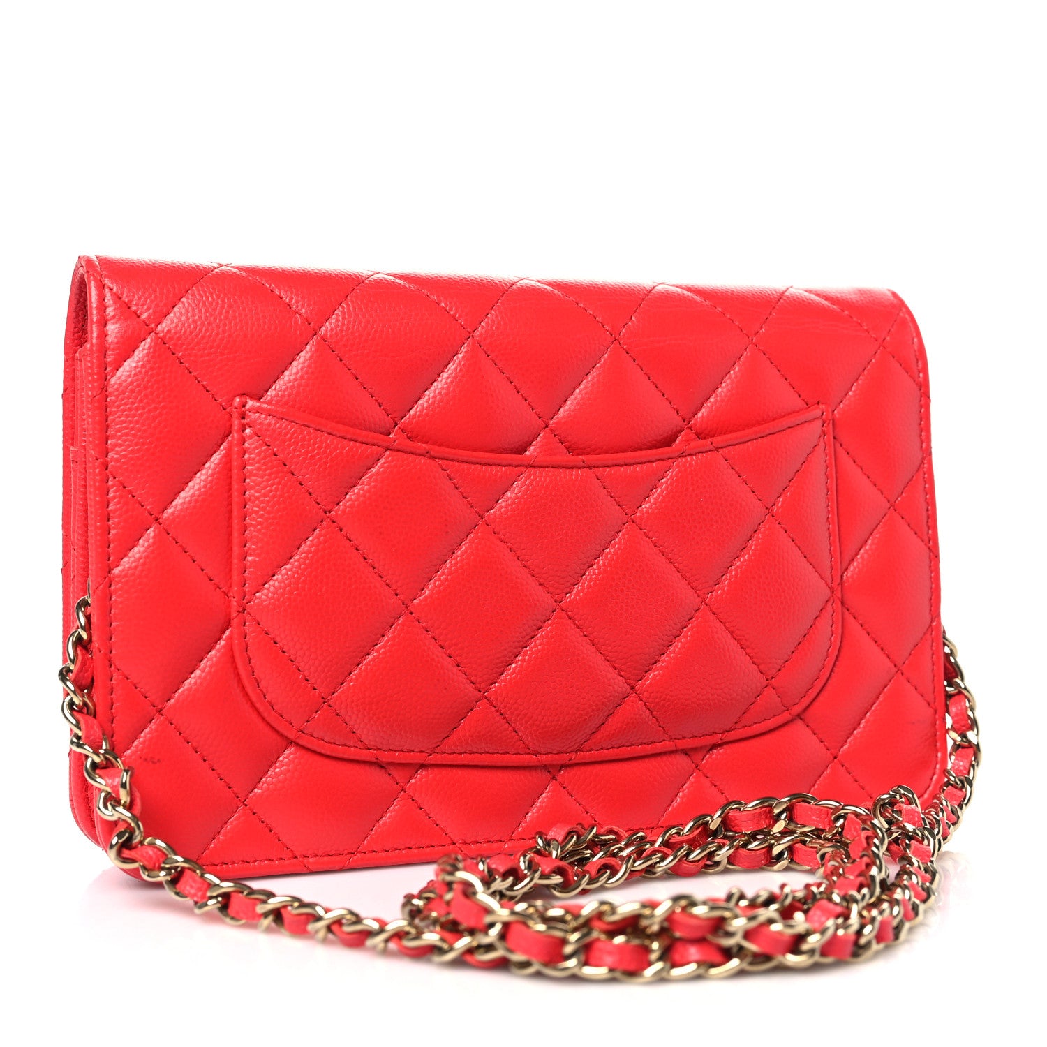 Chanel Caviar Quilted Wallet on Chain WOC Red 3 of 12