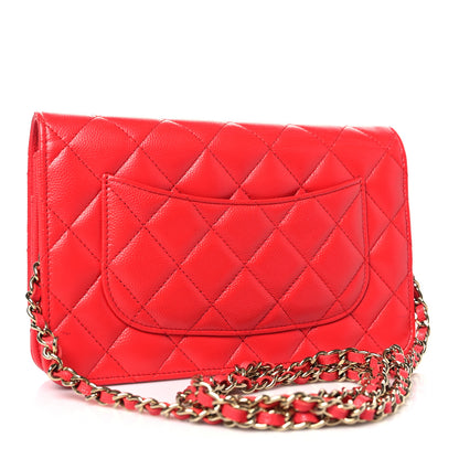 Chanel Caviar Quilted Wallet on Chain WOC Red 3 of 12