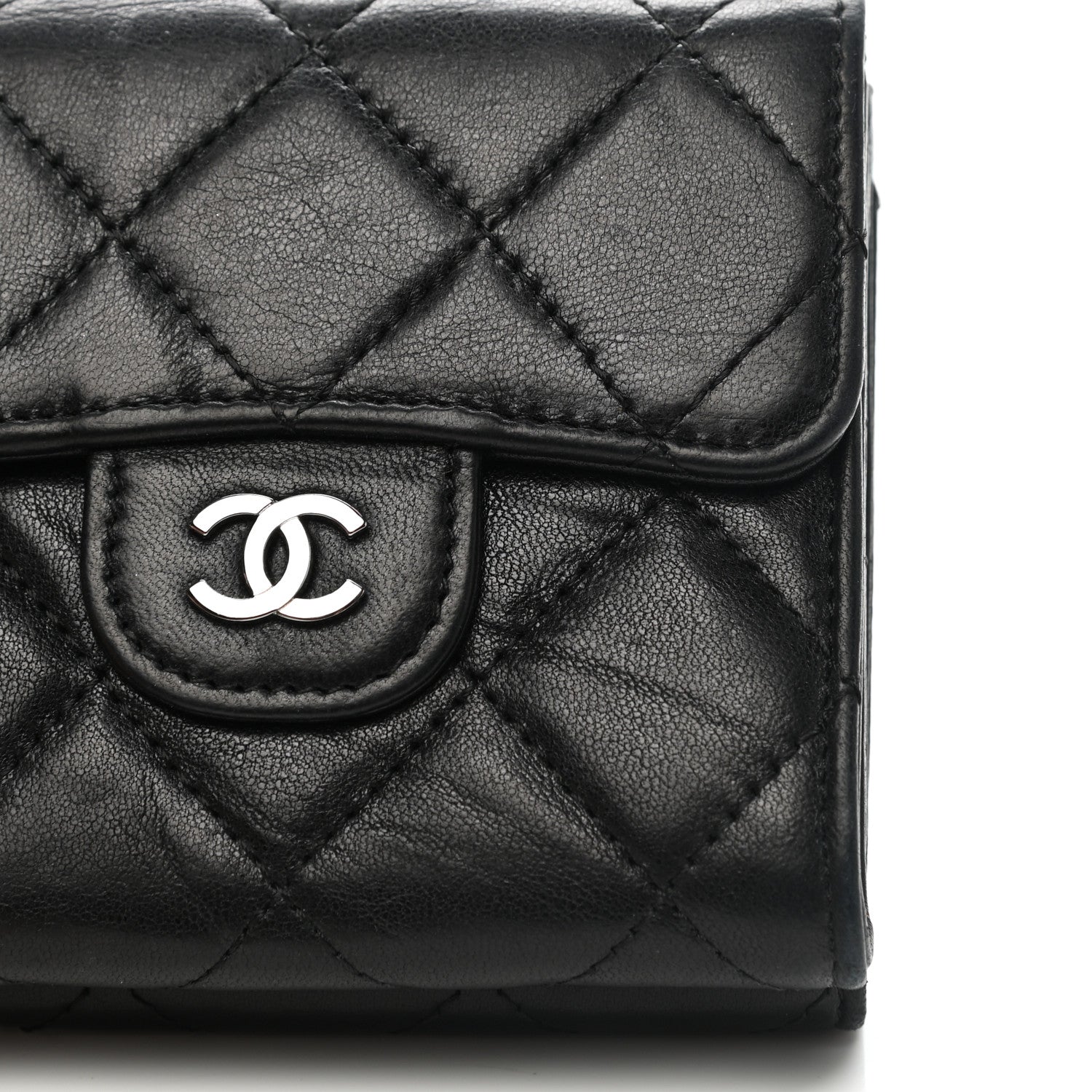 Chanel Lambskin Quilted Double Sided Wallet Black 9 of 10
