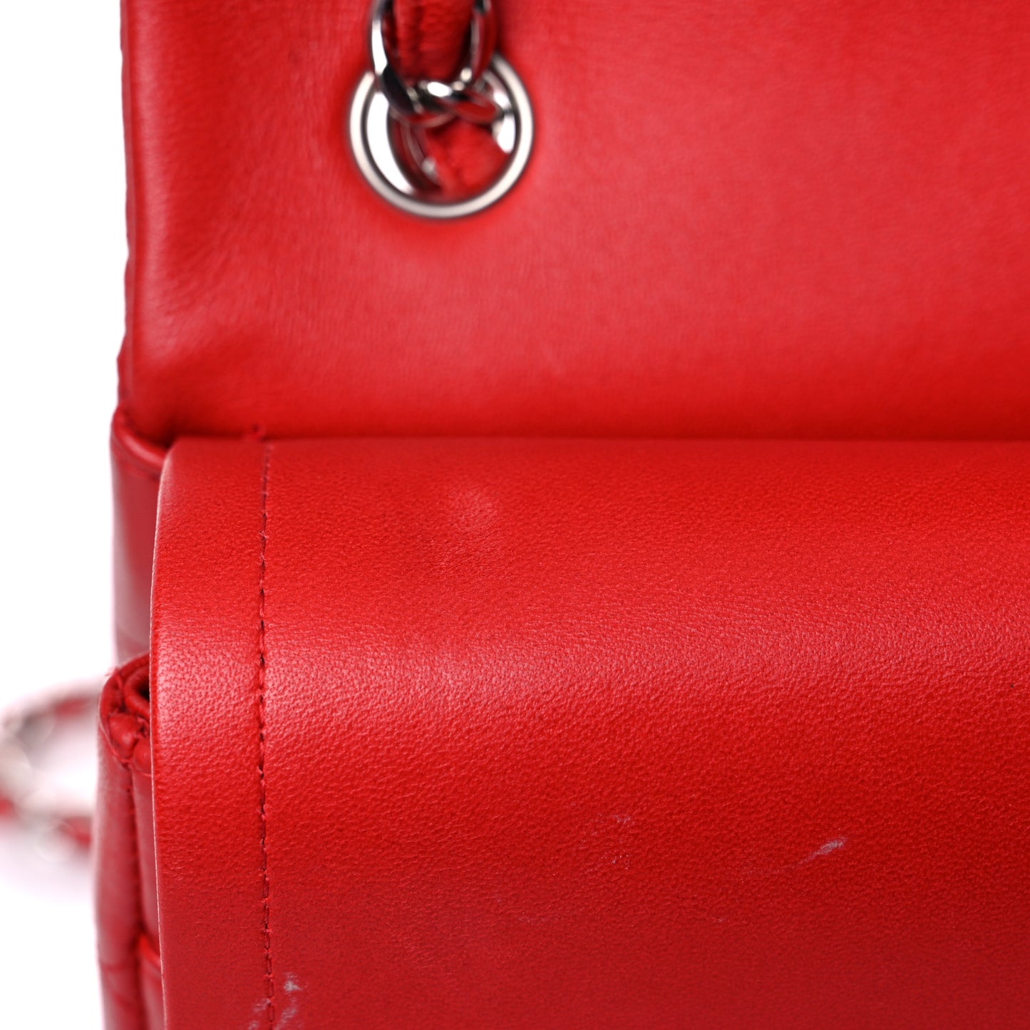 Lambskin Quilted Jumbo Double Flap Red