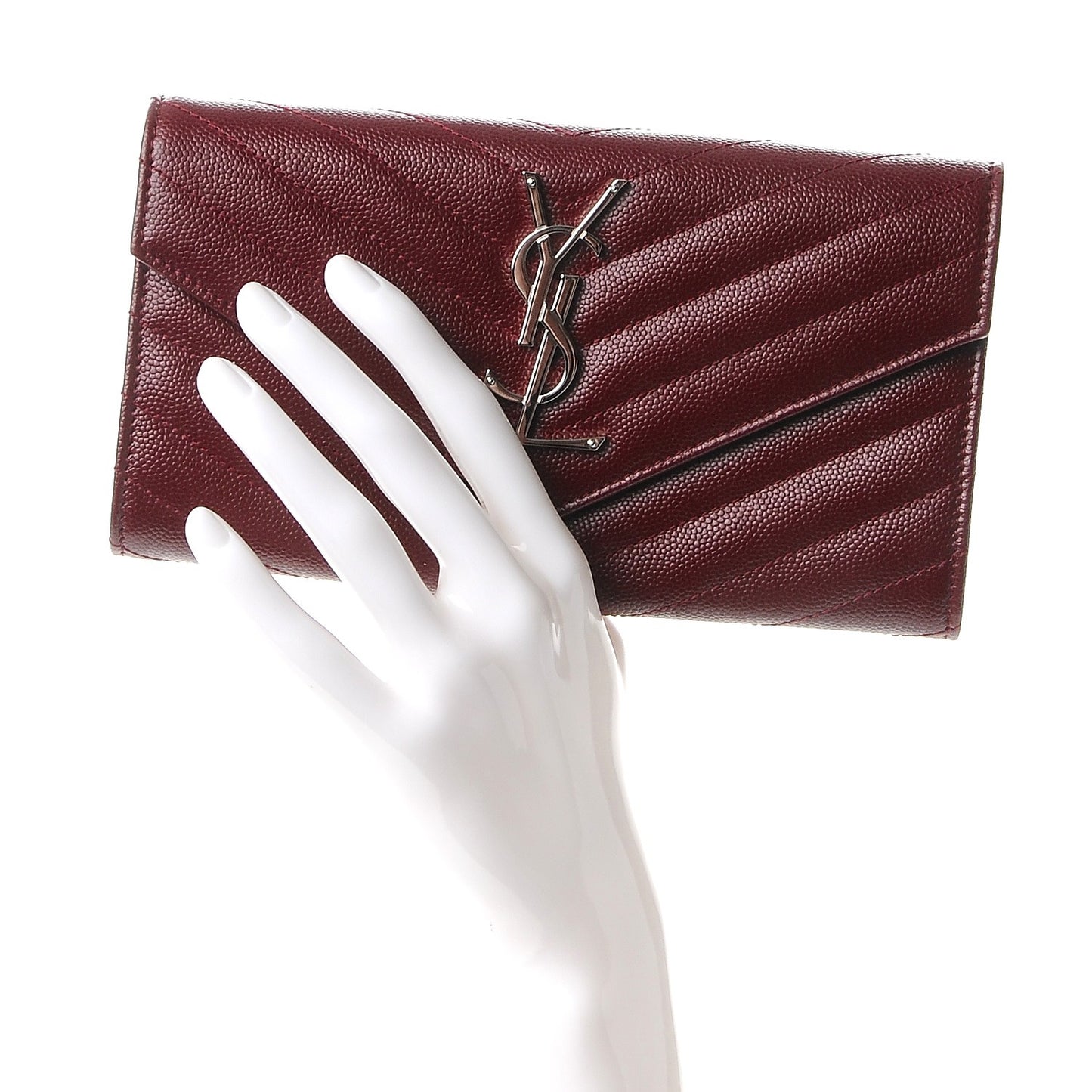 Grain De Poudre Matelasse Chevron Monogram Wallet Palissandre