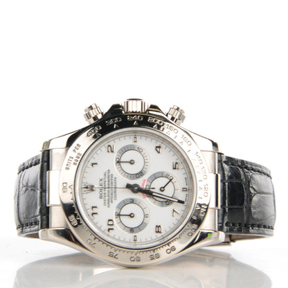 Rolex 18K White Gold Alligator 40mm Oyster Perpetual Daytona Cosmograph Watch White 116519 5 of 11