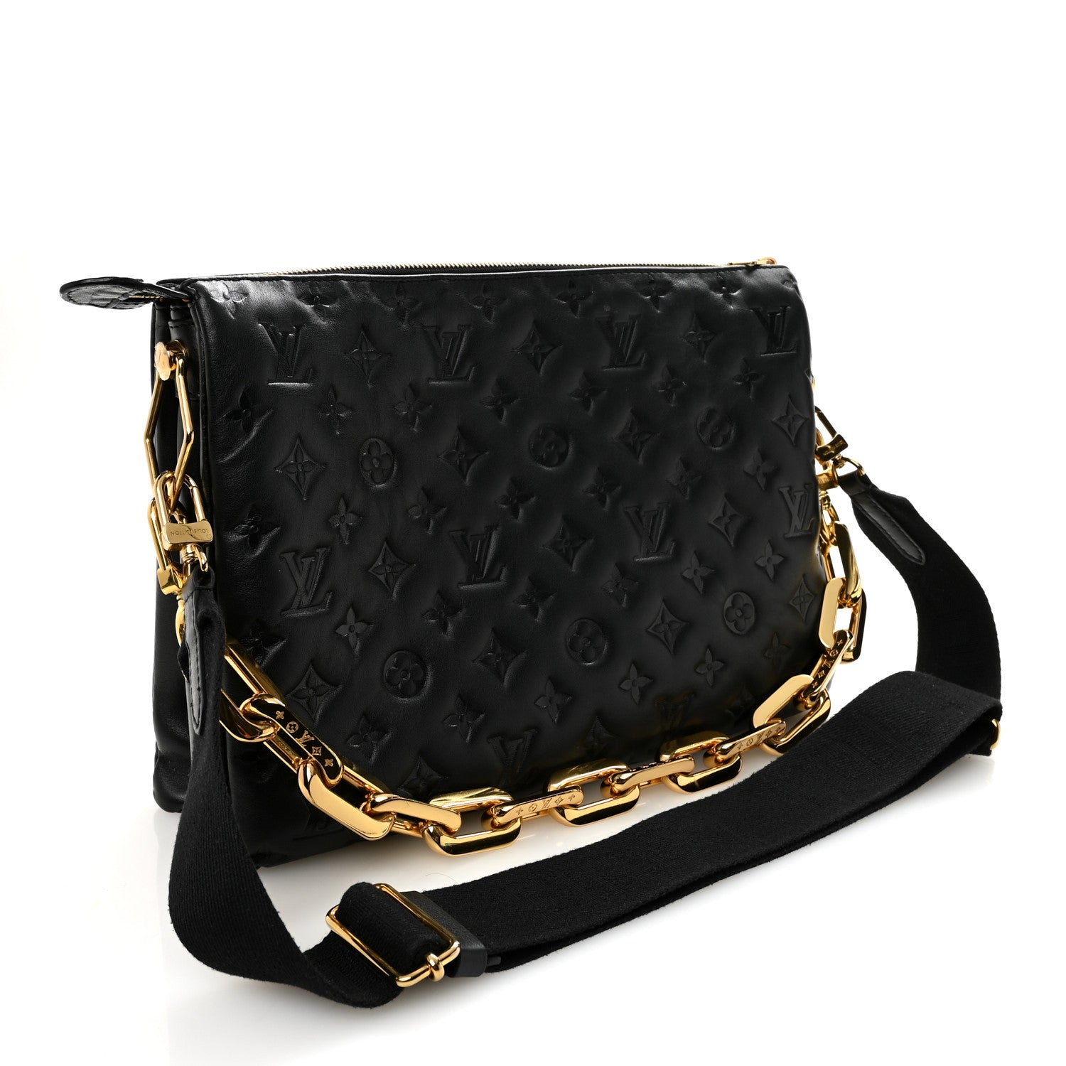 Louis Vuitton Lambskin Embossed Monogram Coussin MM Black 3 of 10