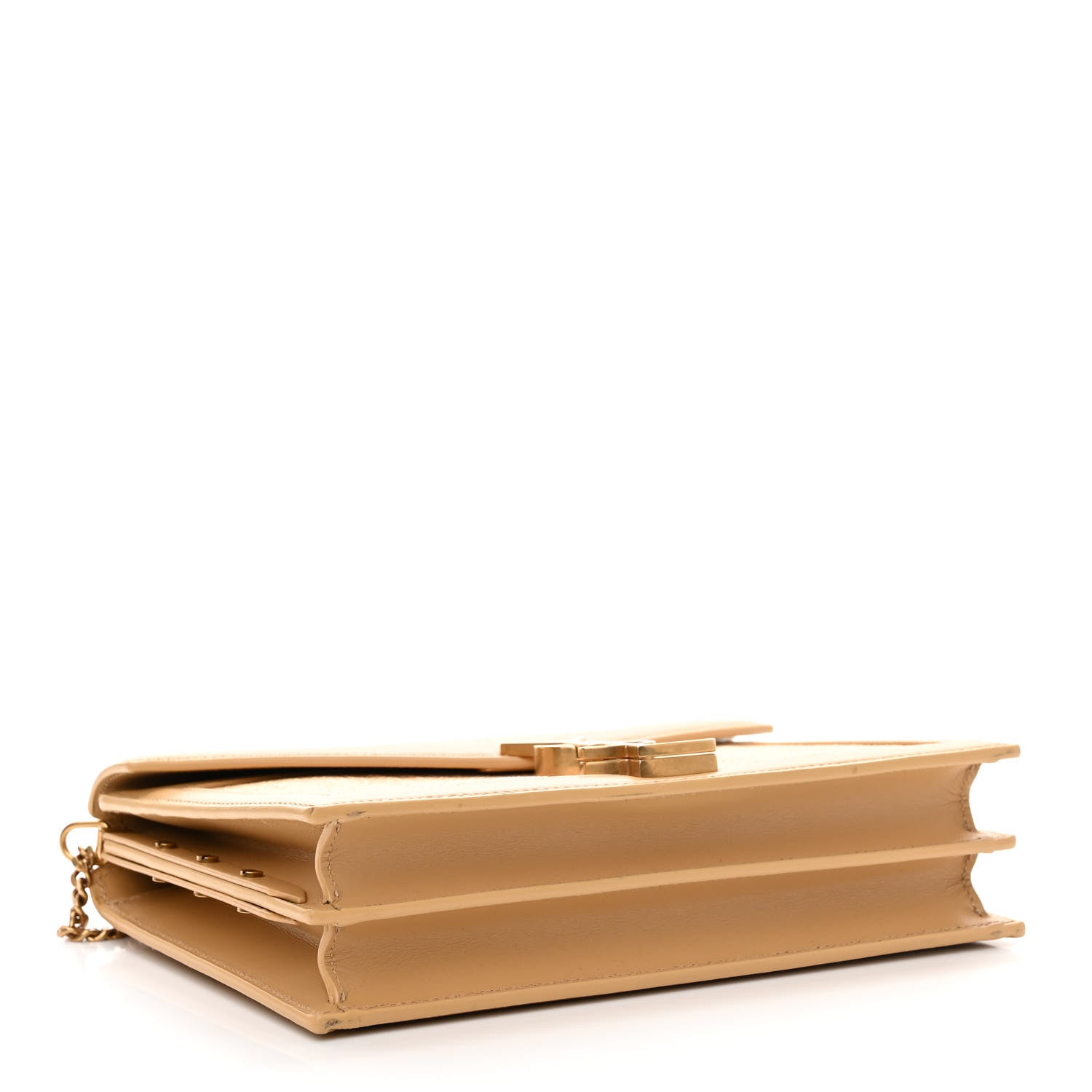 Saint Laurent Canvas Calfskin Classic Monogram Cassandra Grege Brown Gold 6 of 12