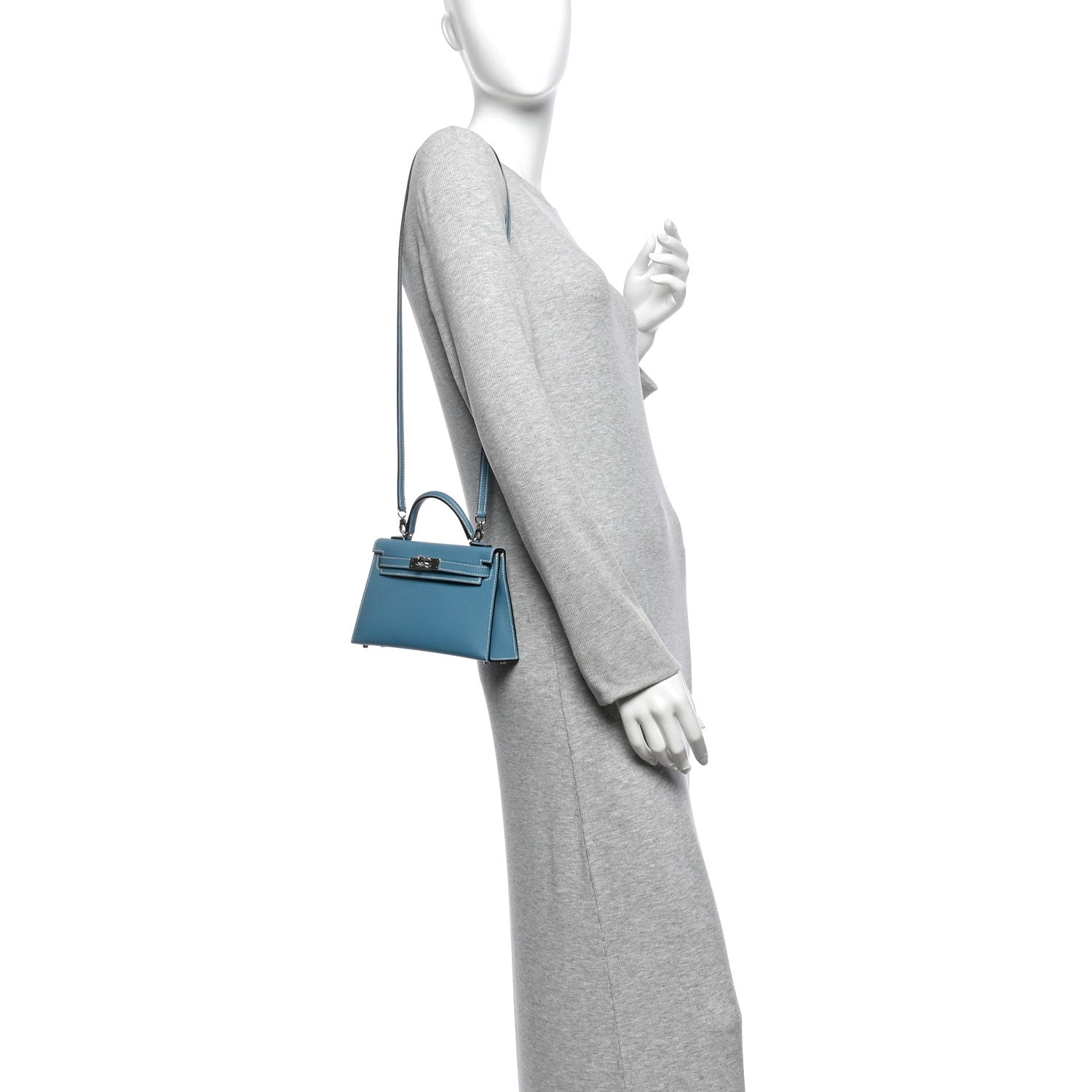 Hermes Epsom Mini Kelly Sellier 20 New Blue Jean 2 of 14