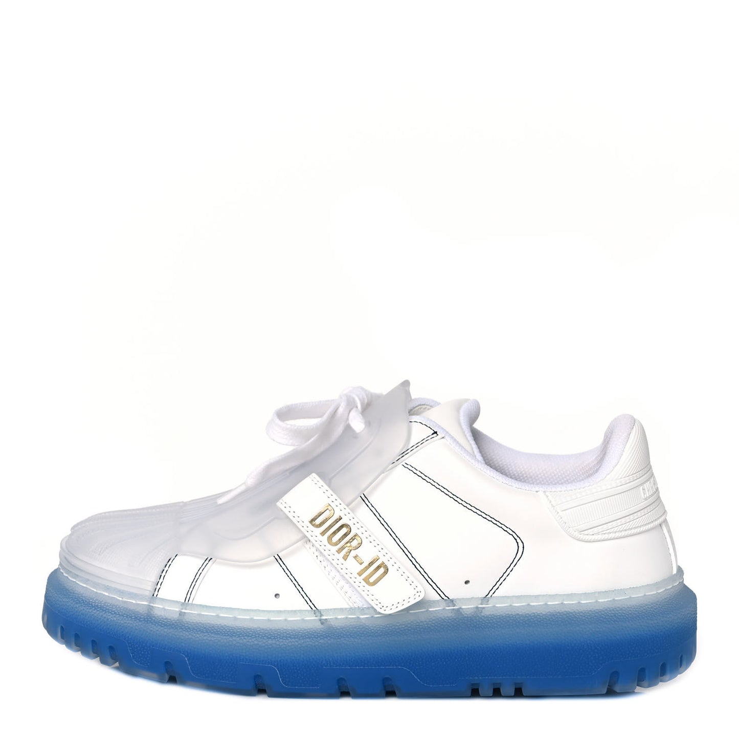 Calfskin Clear Rubber Dior-ID Platform Sneakers 38 White Deep Blue