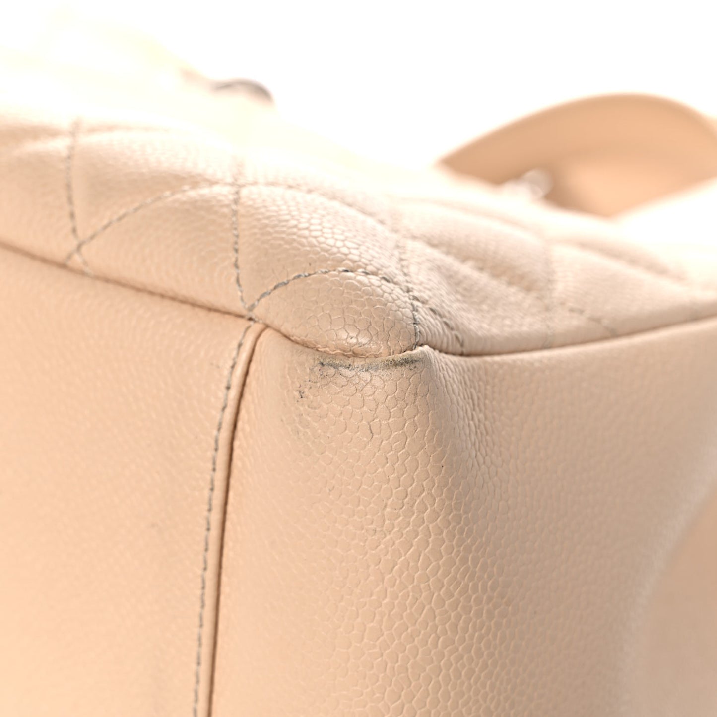 Caviar Quilted Grand Shopping Tote GST Beige Clair
