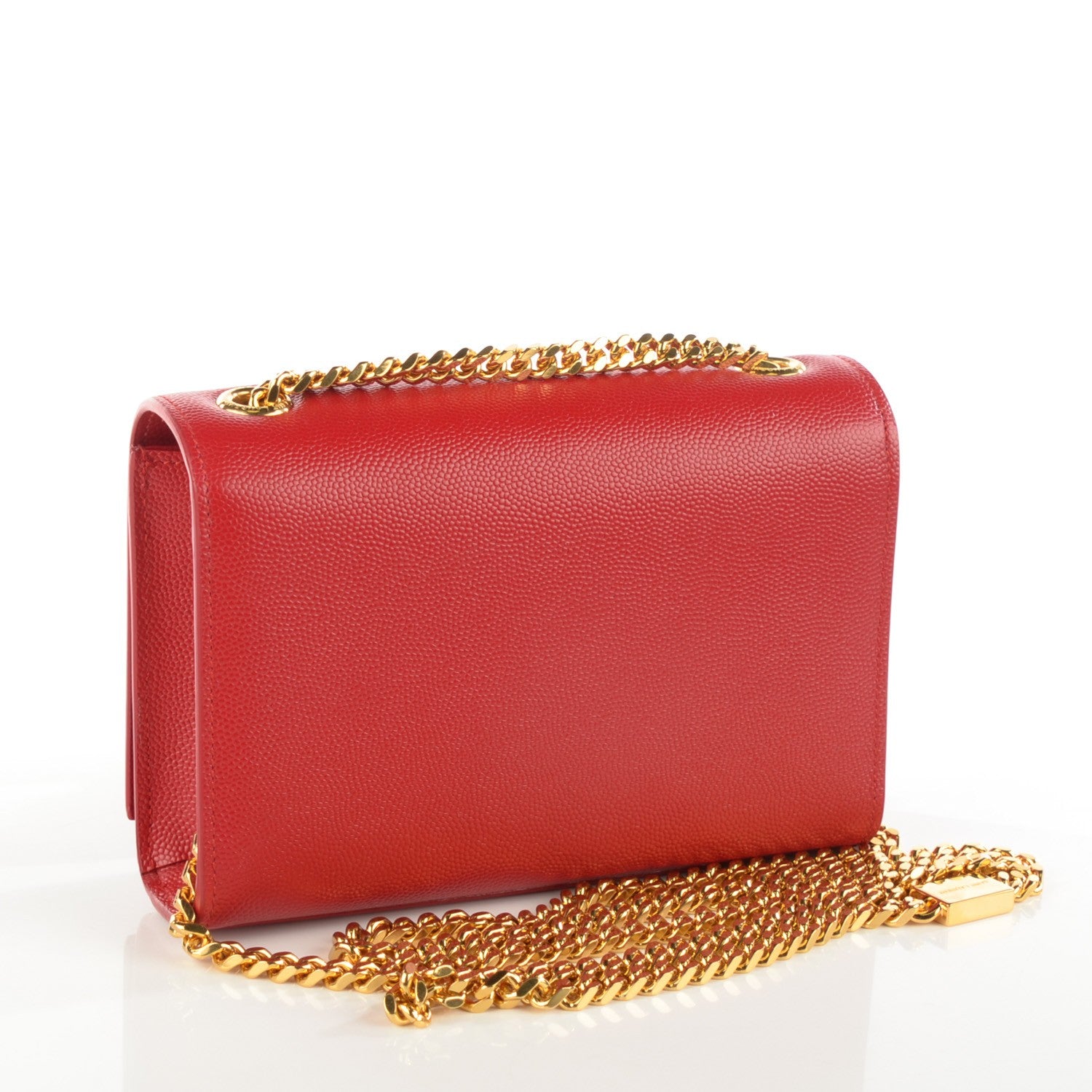 Saint Laurent Grain De Poudre Small Classic Monogram Satchel Red 3 of 7