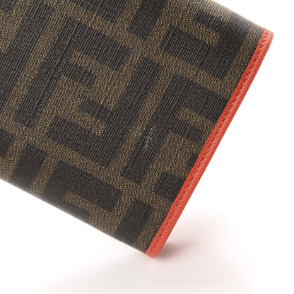 Fendi Zucca Spalmati Vitello Elite Tri-Fold Wallet Tobacco Papavero 6 of 9