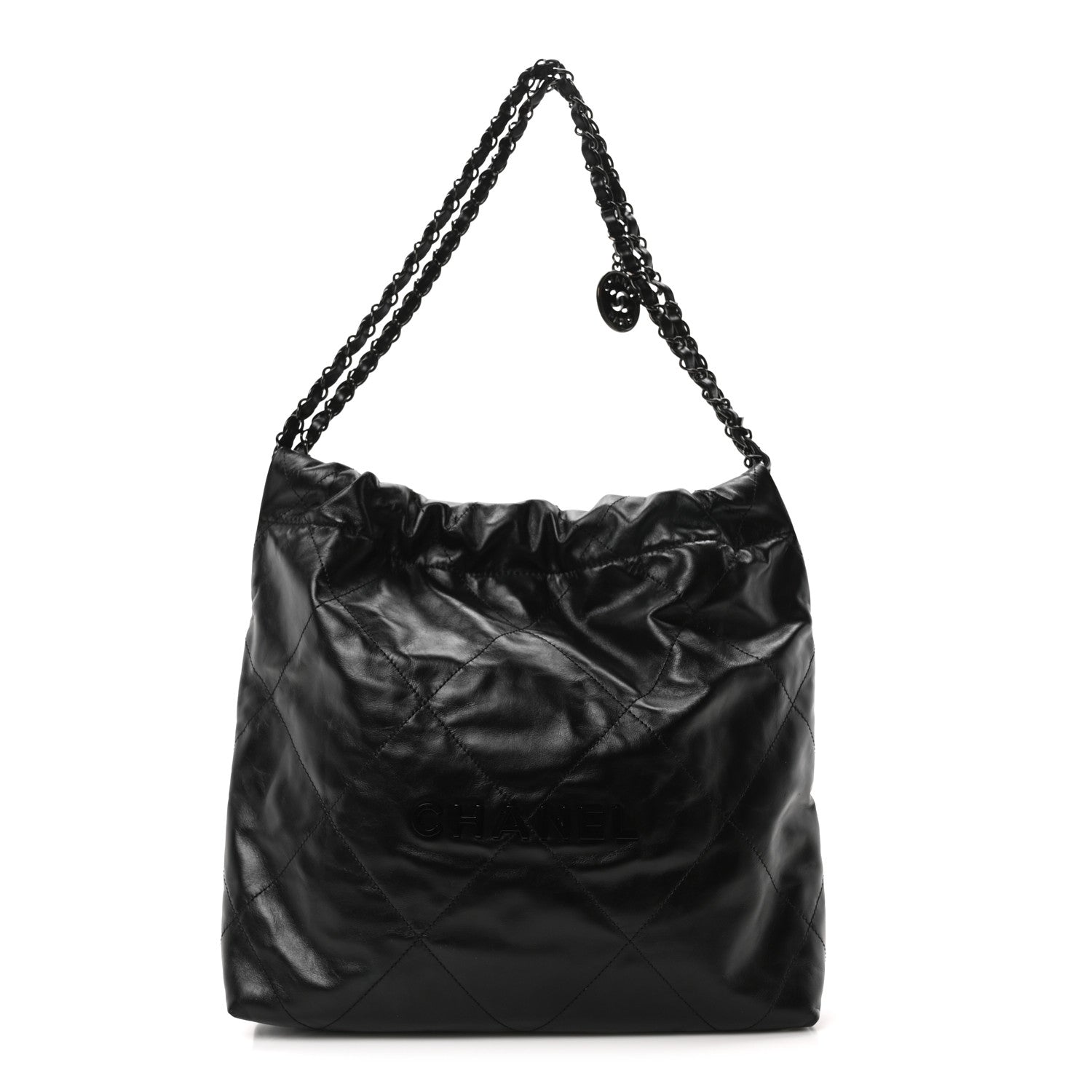 Chanel Shiny Calfskin Quilted Small Chanel 22 So Black 1 of 11