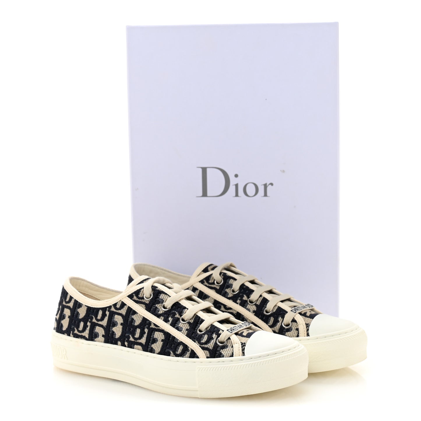 Canvas Oblique Walk'N'Dior Low Top Sneakers 38 Deep Blue