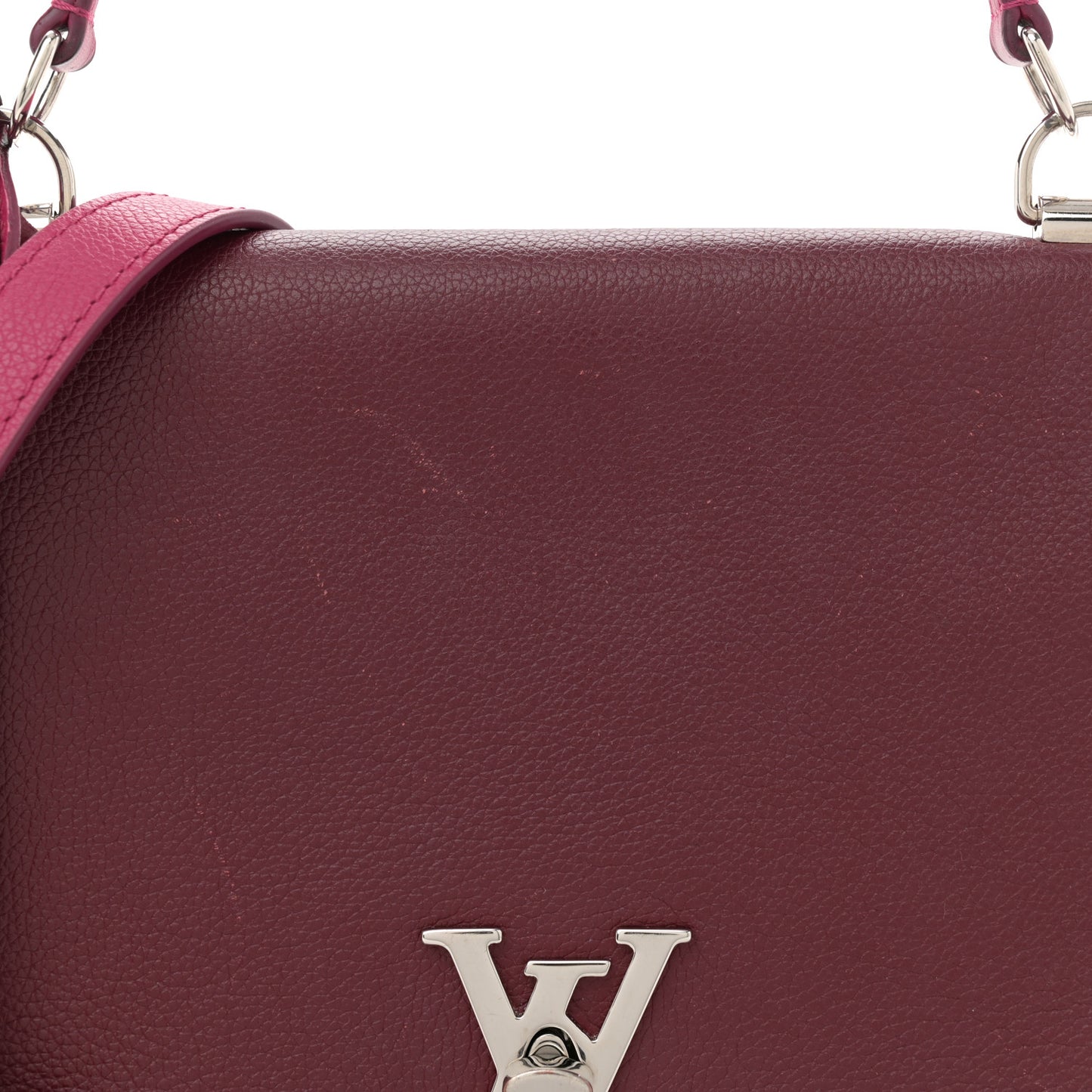 Calfskin Lockme II Top Handle Grenat Dahlia
