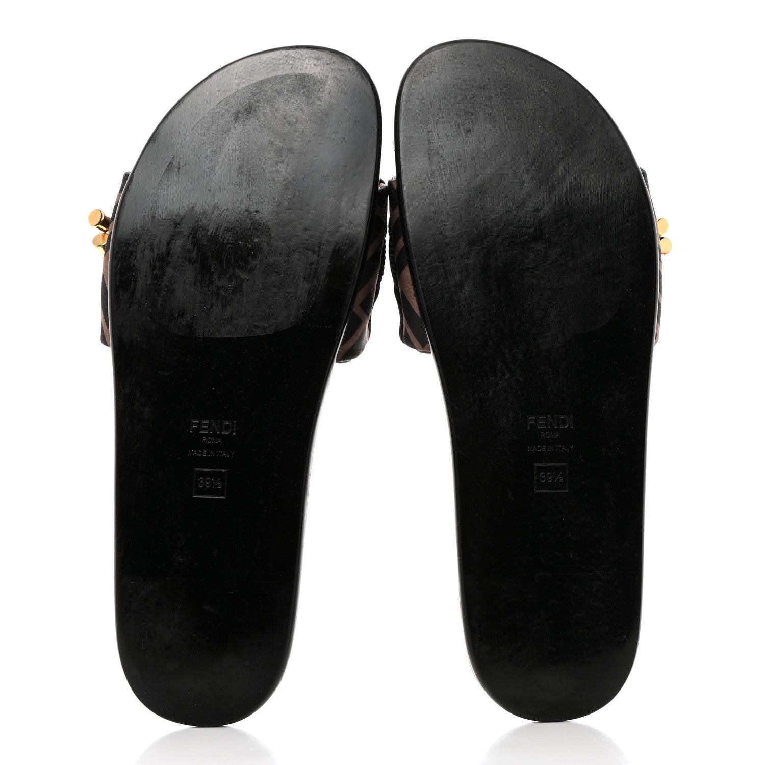 Fendi Satin FF Fendi Feel Slide Sandals 39.5 Tobacco Black 5 of 8