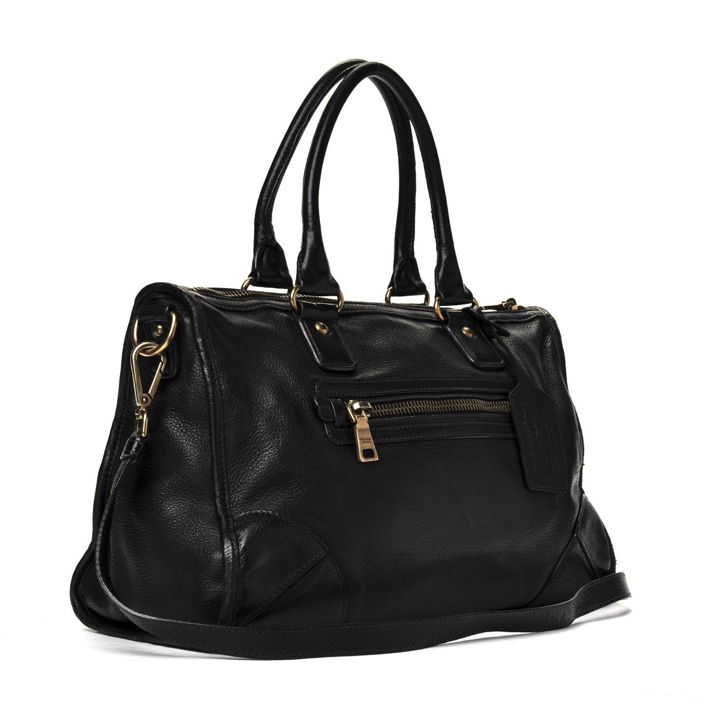 Cervo Deerskin Shopping Satchel Black