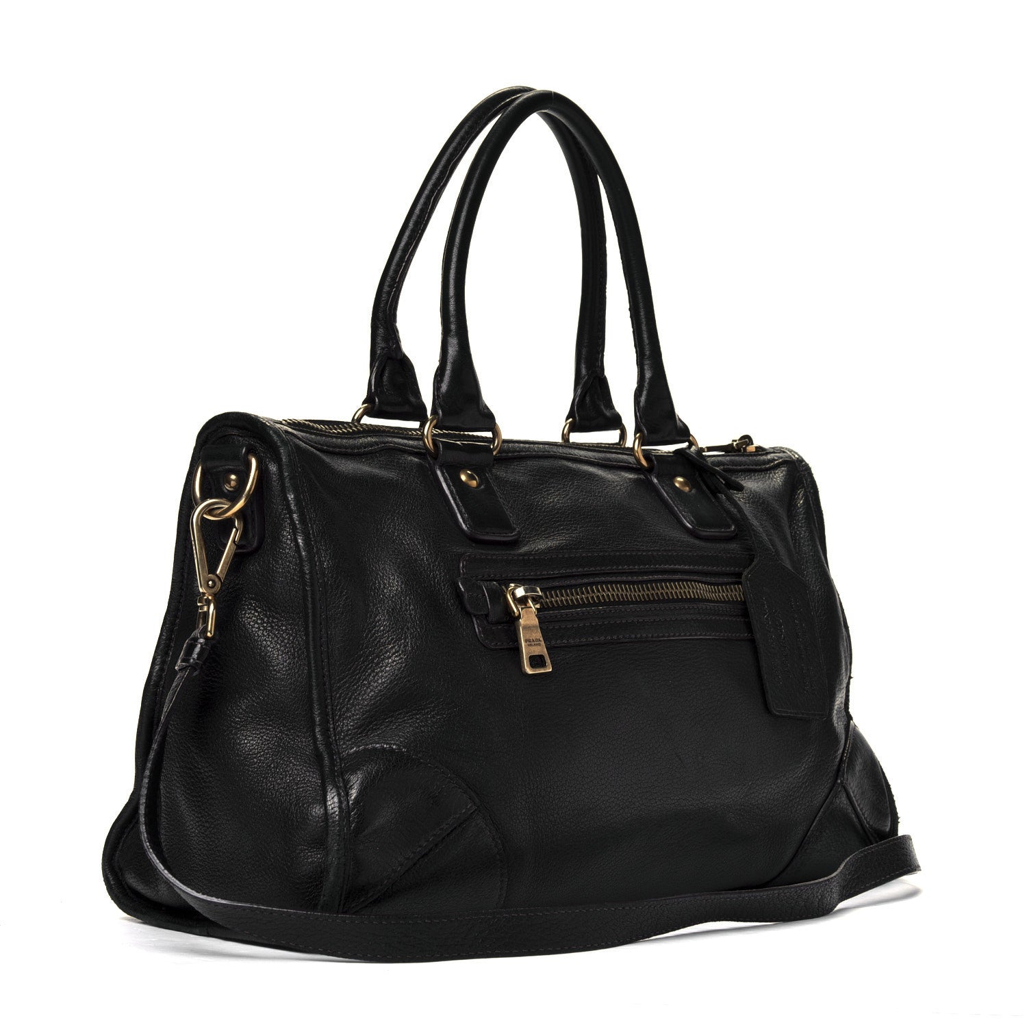 Prada Cervo Deerskin Shopping Satchel Black 2 of 10