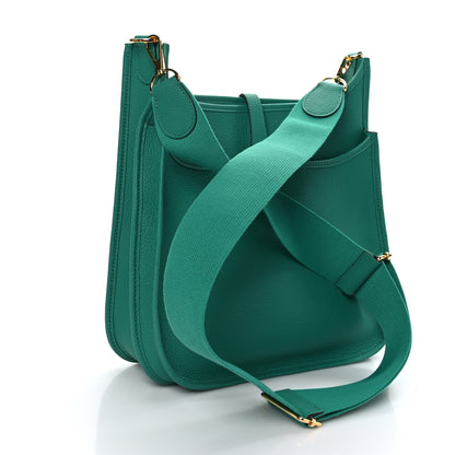 Hermes Taurillon Clemence Evelyne III PM Vert Jade 3 of 9