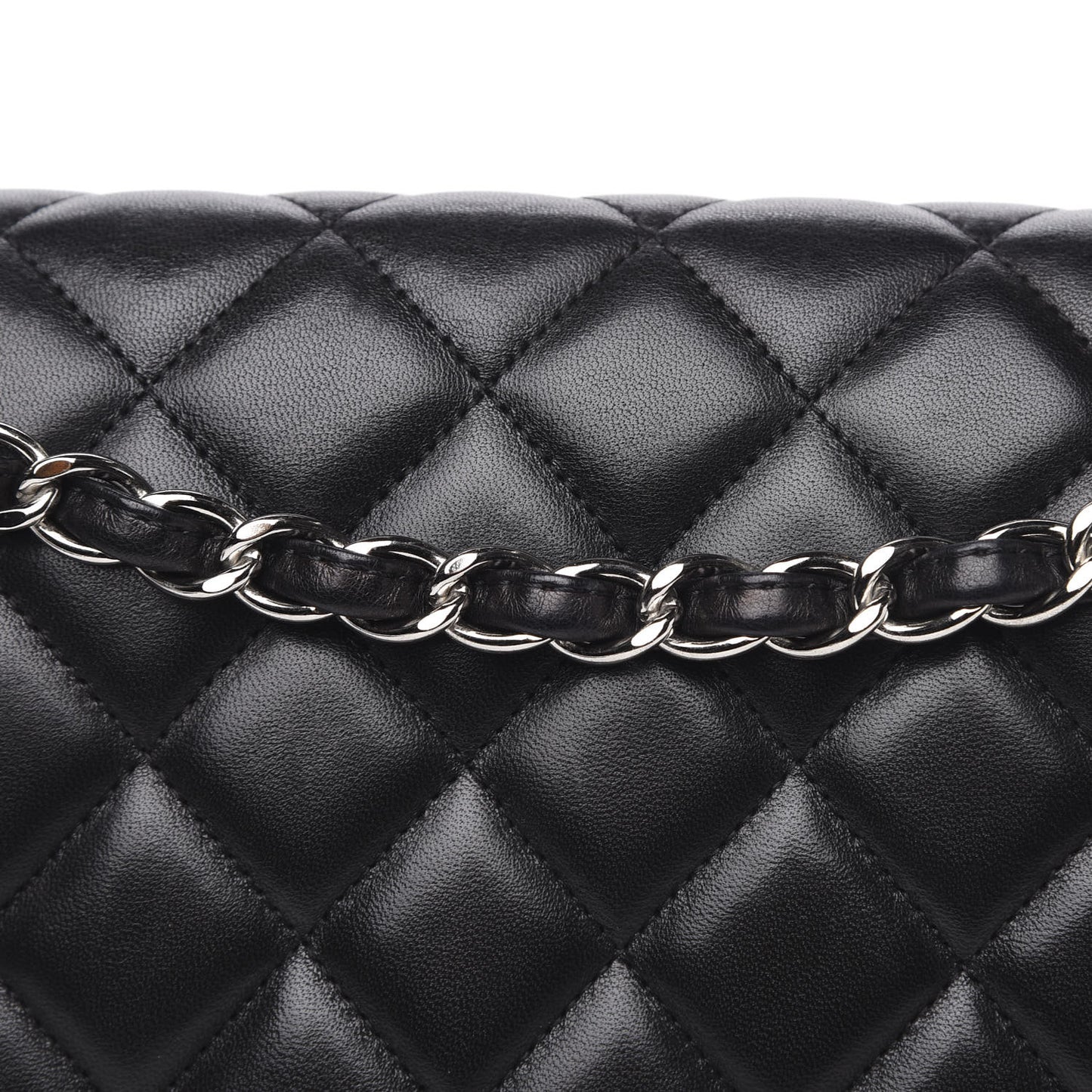 Lambskin Quilted Maxi Single Flap Black