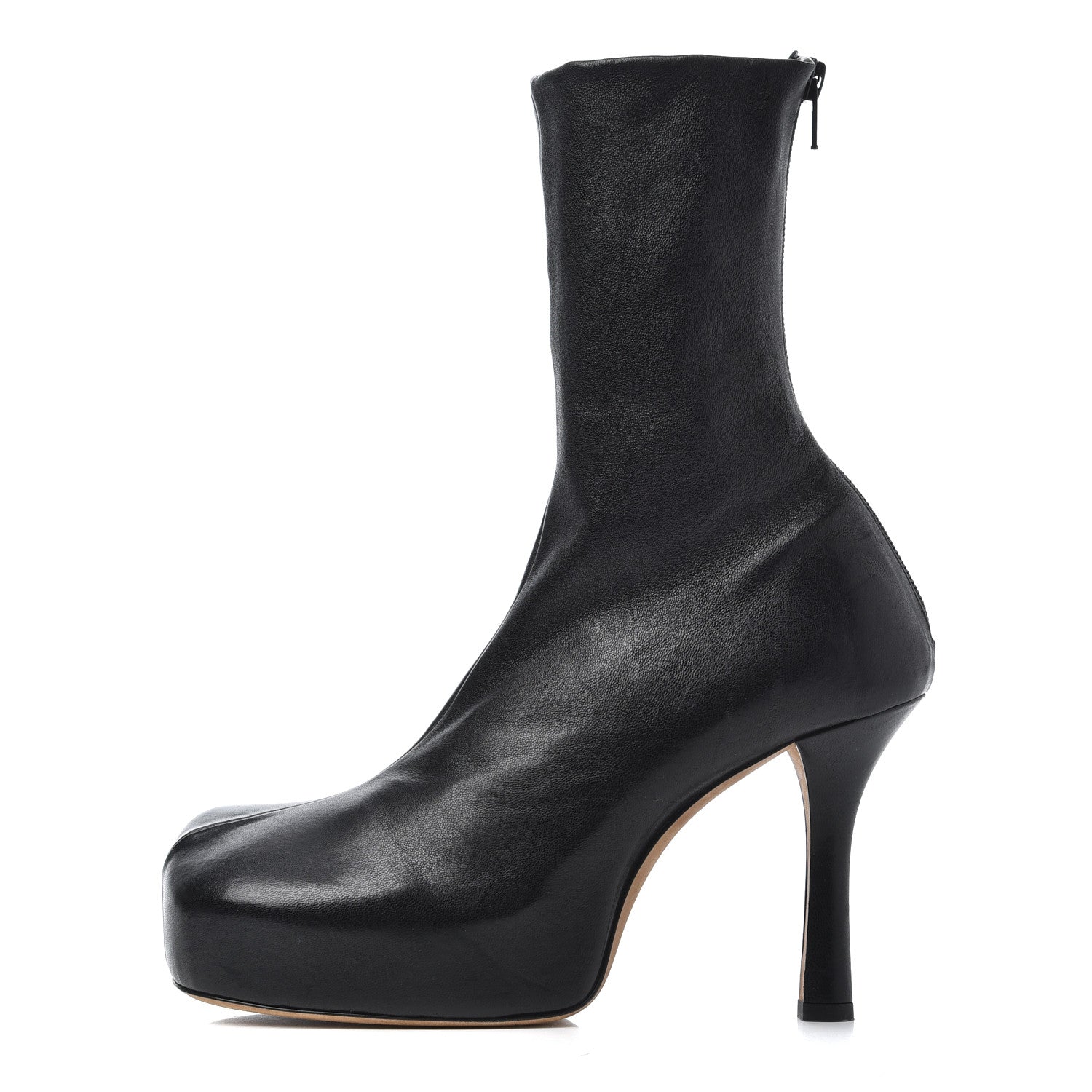 Bottega Veneta Nappa Platform Square Toe Ankle Boots 38 Black 1 of 16