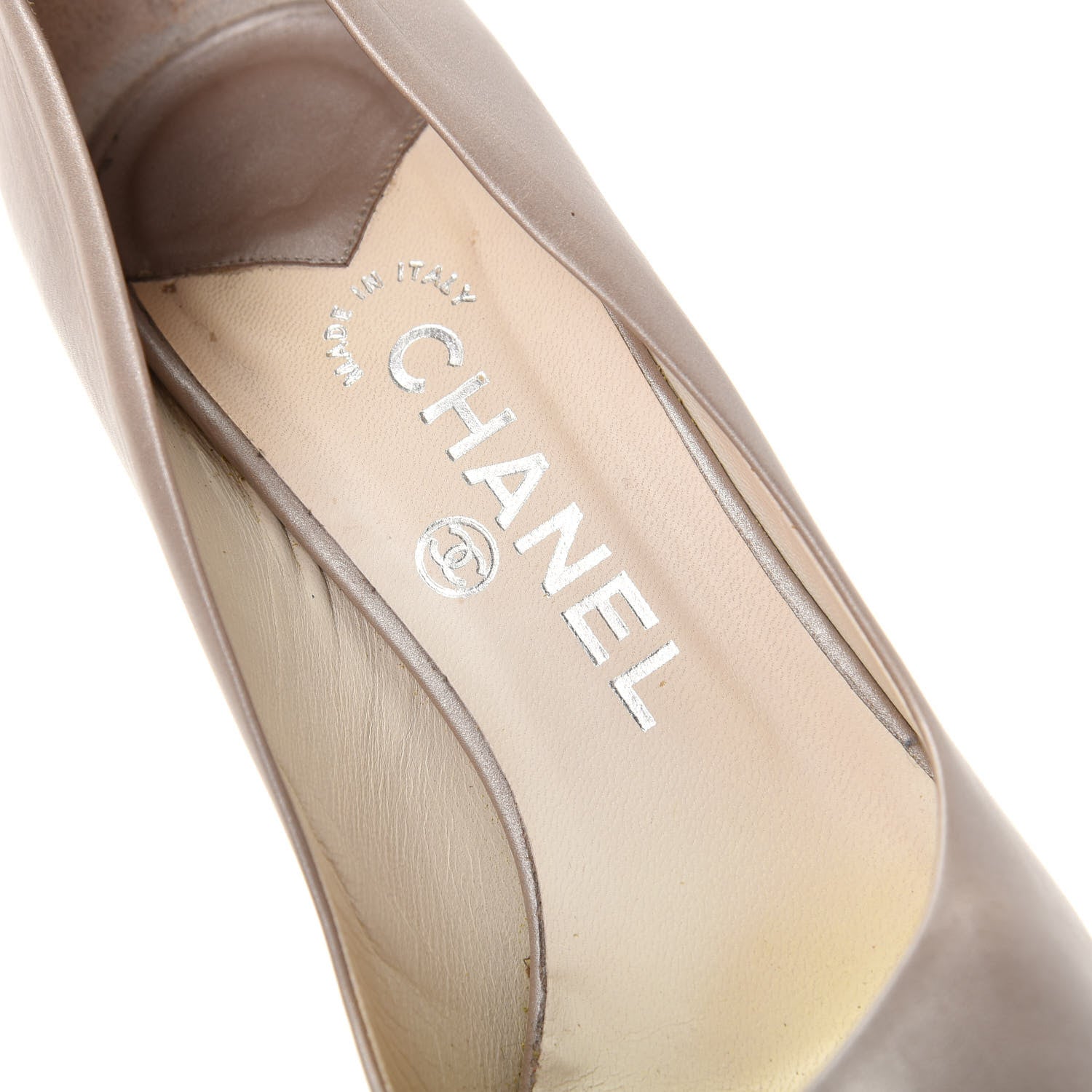 Chanel Lambskin CC Peep Toe Pumps 38.5 Beige 8 of 13