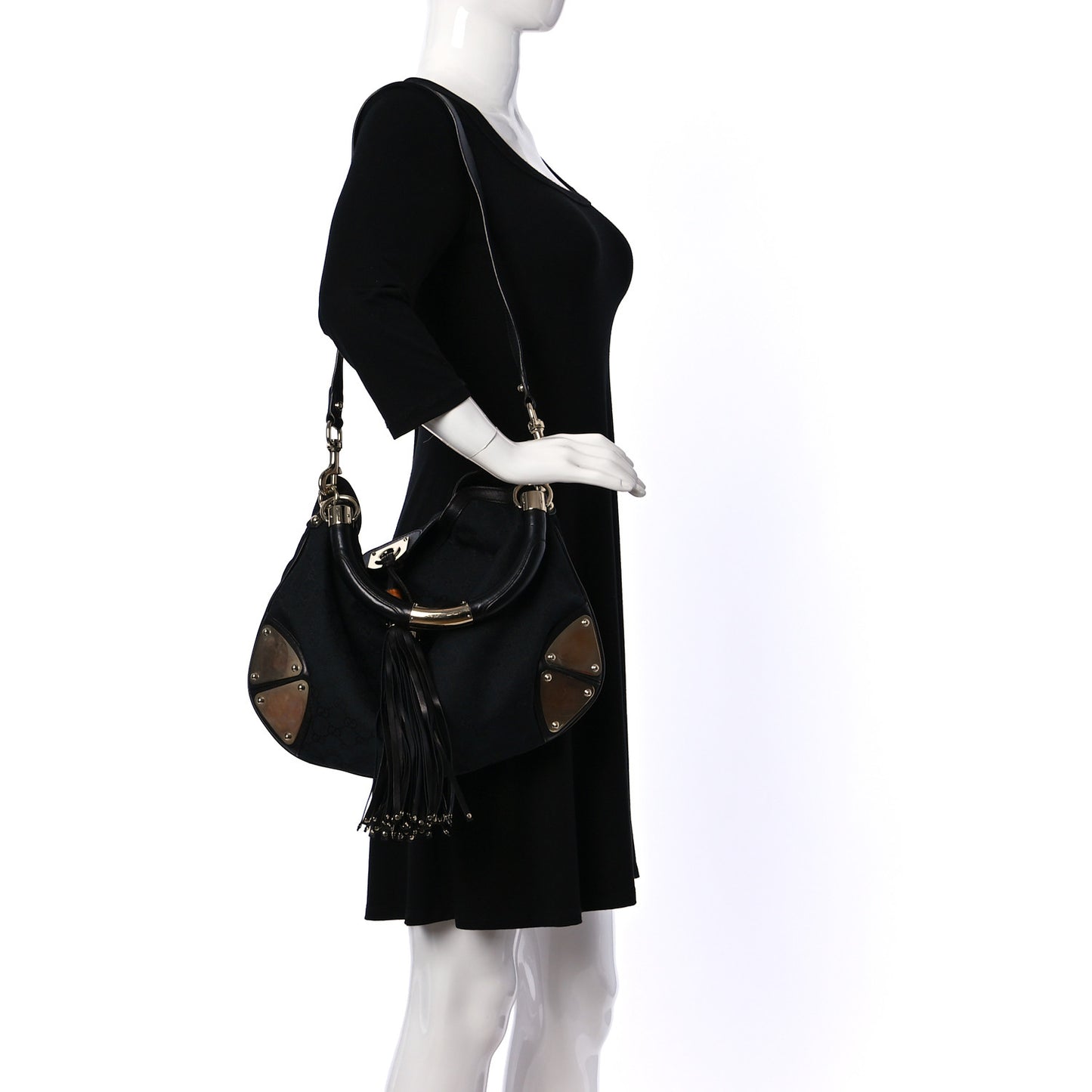 Monogram Medium Indy Top Handle Hobo Black
